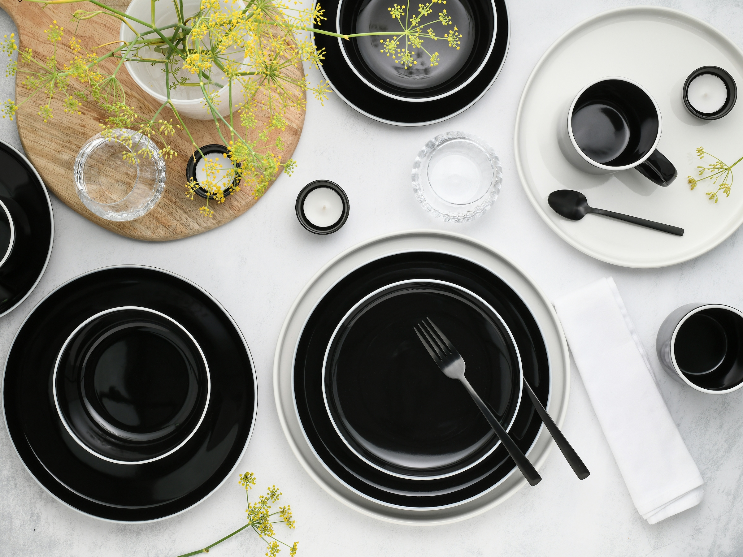 CreaTable Kombiservice »Nordic Gourmet, Service 16-tlg.« Minimalistisches Design, Glänzende Glasur, Nordische Ästhetik