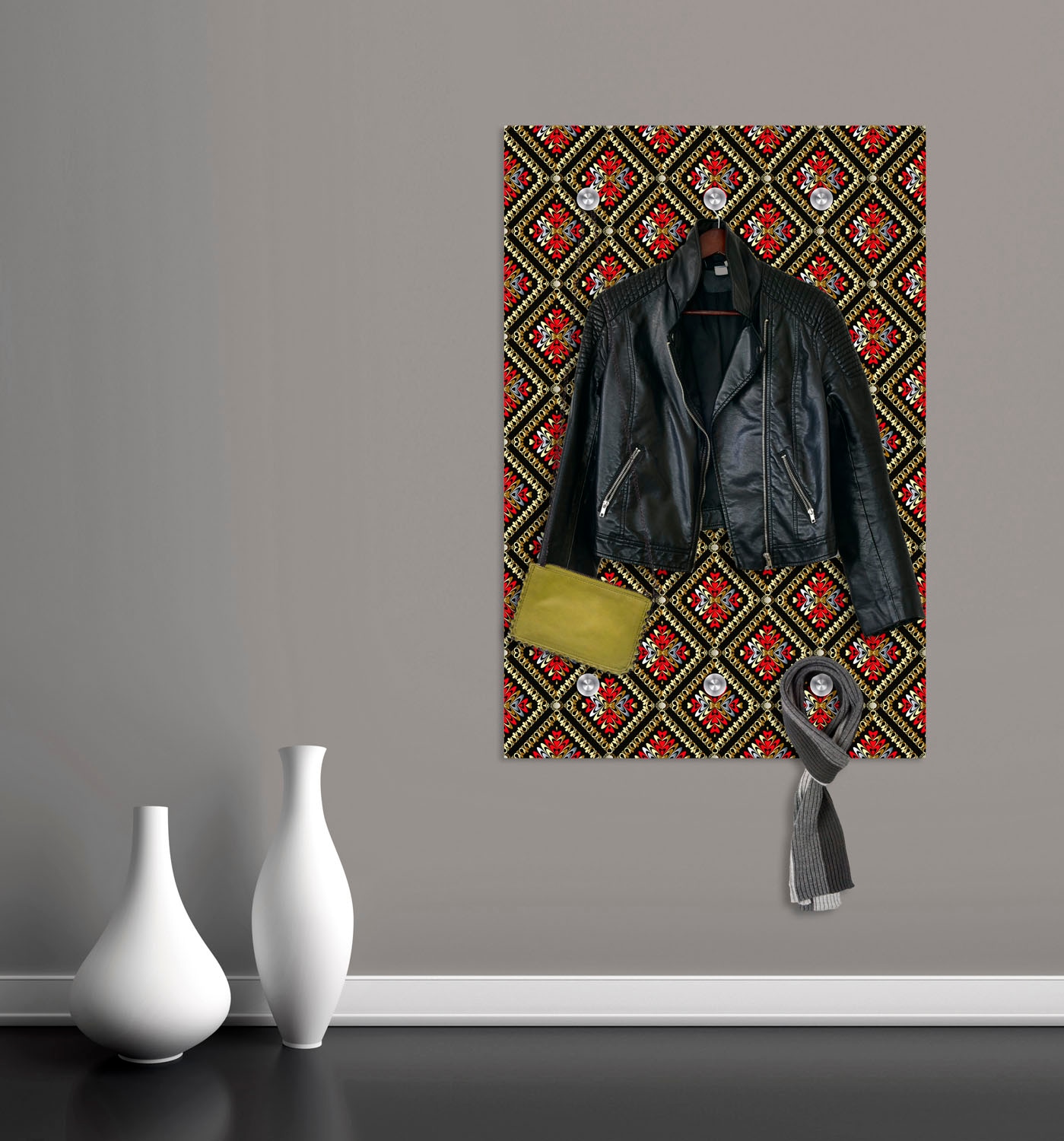 queence Garderobenleiste »Muster«, mit 6 Haken, 80 x 120 cm