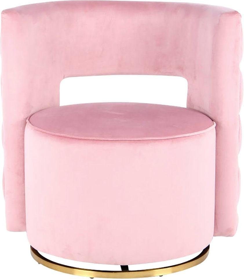 Kayoom Sessel »Drehsessel Beverly 125, drehbar, Gestell aus Eisen,samtige Oberfläch« 1 Stk. tlg. rund, glamourös,  gesteppter Rücken, abgerundete,Drehsessel