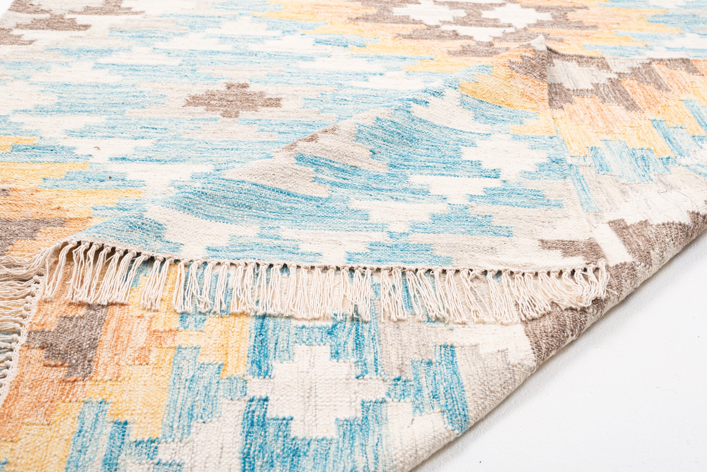 TOM TAILOR HOME Teppich »Check Kelim«, rechteckig, 5 mm Höhe, handgewebt, mit Fransen, Boho-Style