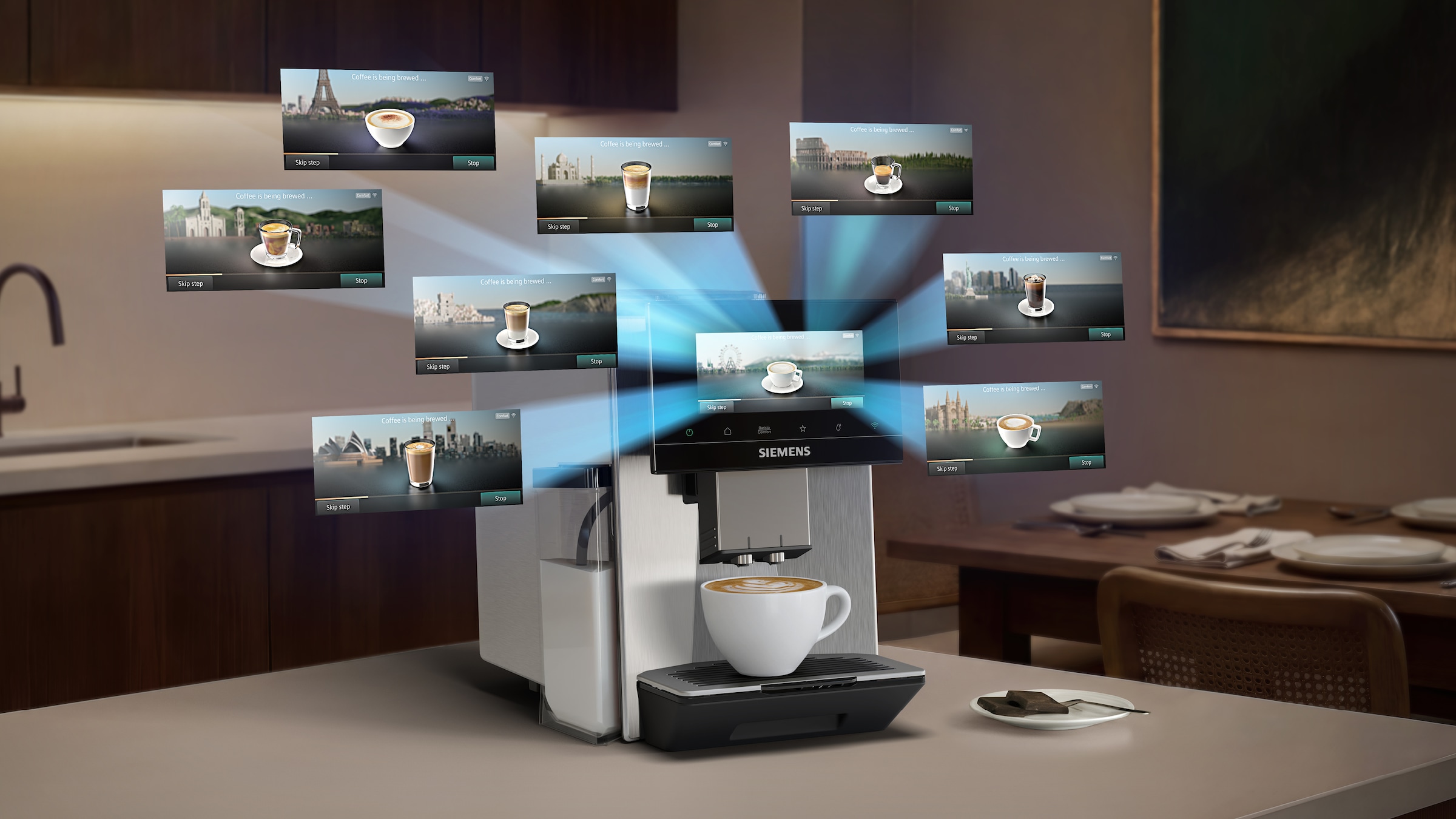 SIEMENS Kaffeevollautomat »EQ900 TQ927E03, 2 Bohnenbehälter, 41 versch. Getränke, XL-Getränke« farbiges 6.8'' TFT-Display, individuelle Aromaeinstellung, Edelstahl