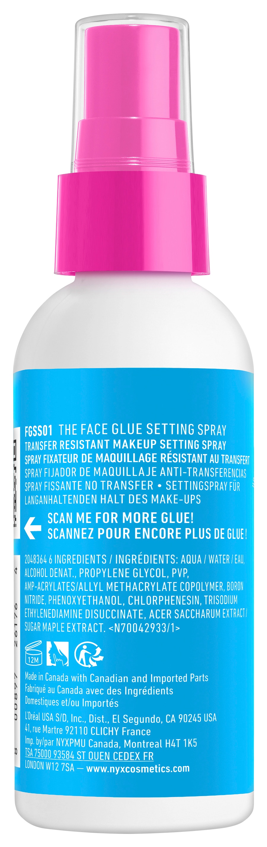 NYX PROFESSIONAL MAKEUP Fixierspray »The Face Glue Setting Spray« Sorgt für langanhaltendes Make-up und eine gesunde Haut.