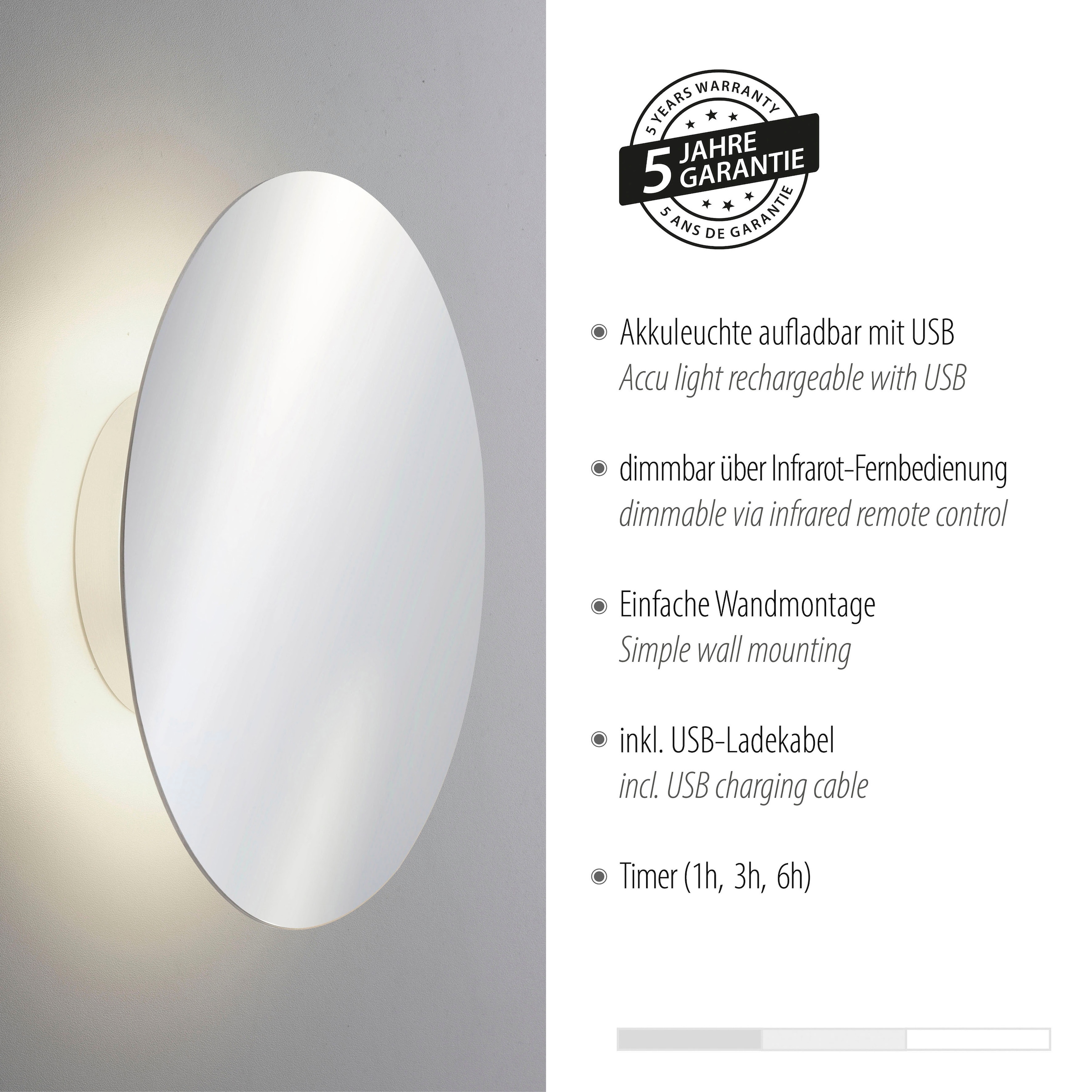 Paul Neuhaus Wandleuchte »AKKU PUNTU«, 1 flammig, Leuchtmittel LED-Board | LED fest integriert