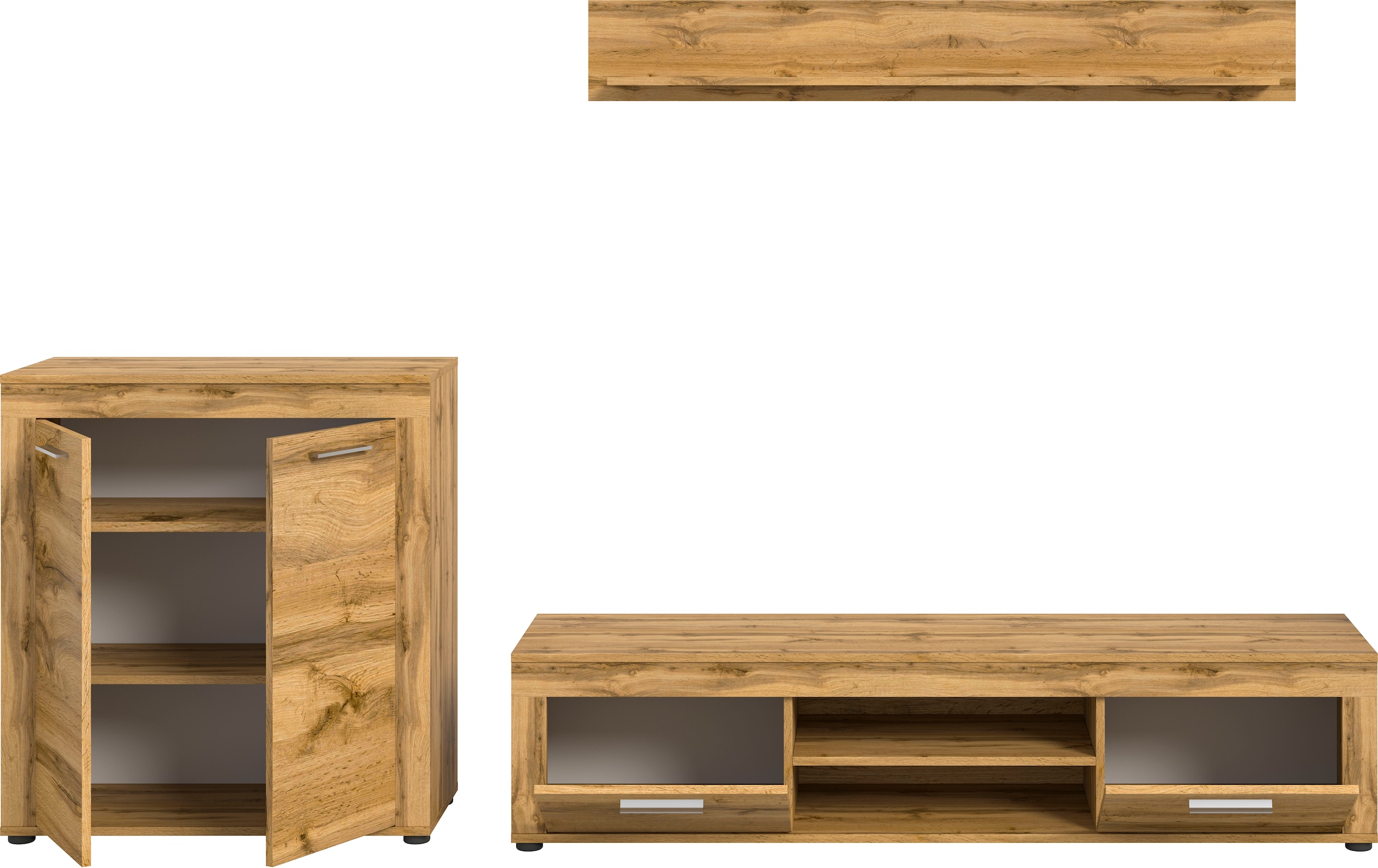 Home affaire Wohnwand »Aosta, Breite 255cm, bestehend aus Highboard, Lowboard, Wandboard« 3 Stk. tlg.