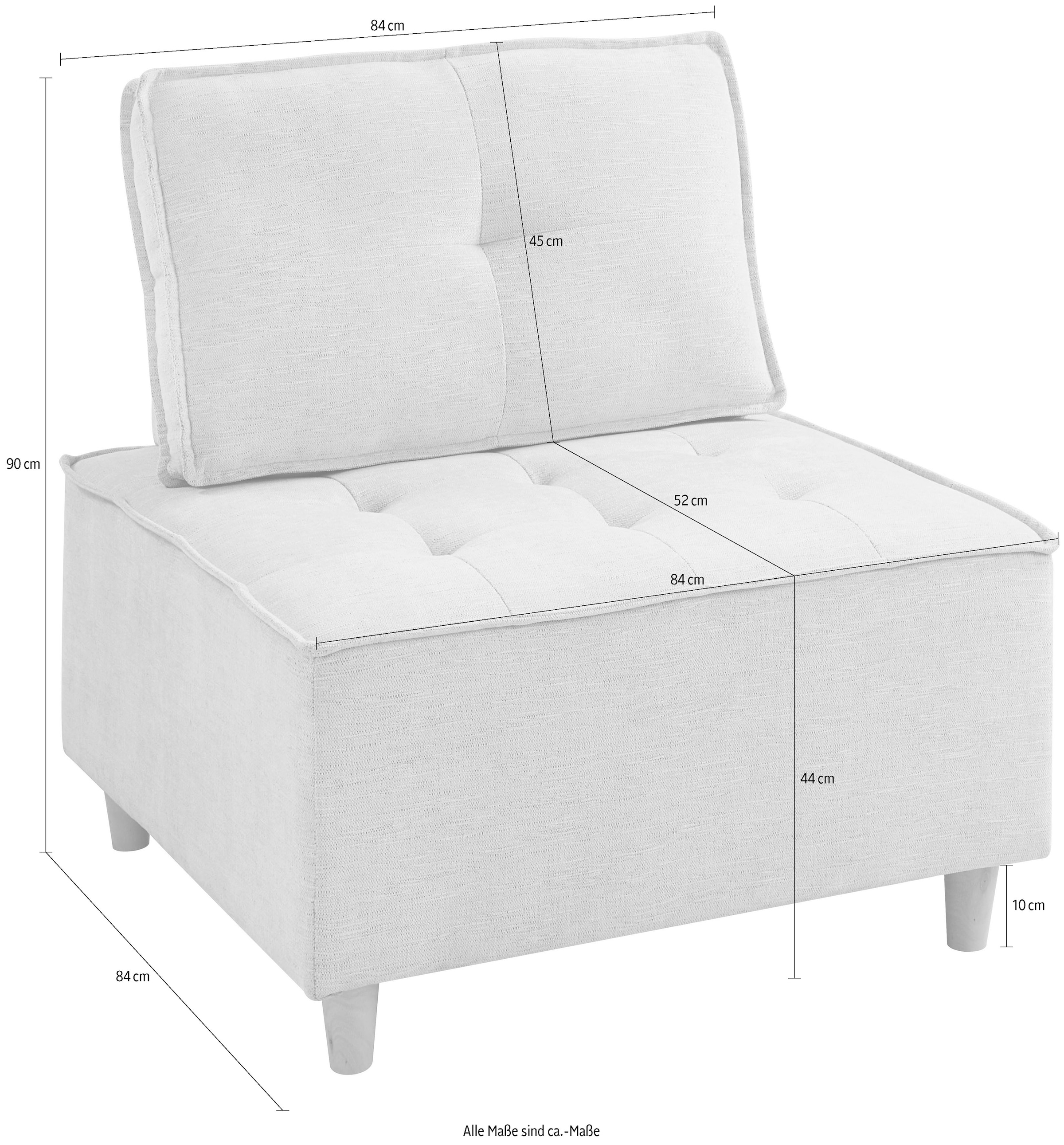 RAUM.ID Sessel »Flexid«, (1 St.), modular erweiterbar zum Sofa, inkl. Rückenkissen, Chenille-Bezug