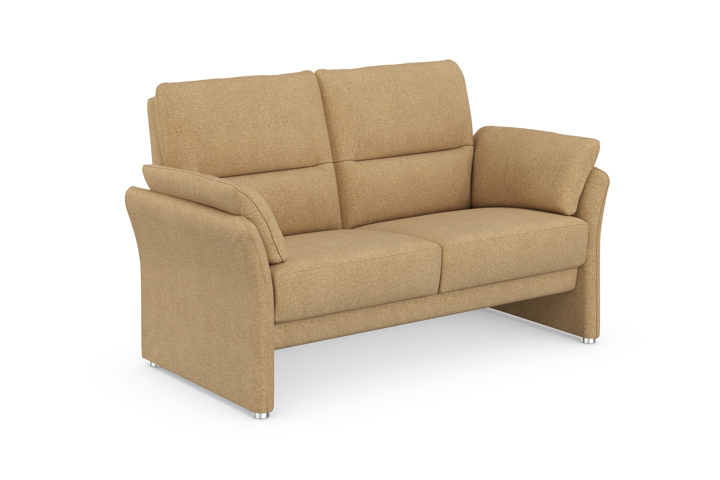 DOMO collection 2-Sitzer »Pina, schmale Armlehnen, mit Federkern, kompakt & elegant«, Hoher Sitzkomfort, Feinstruktur, beige, Breite 159 cm