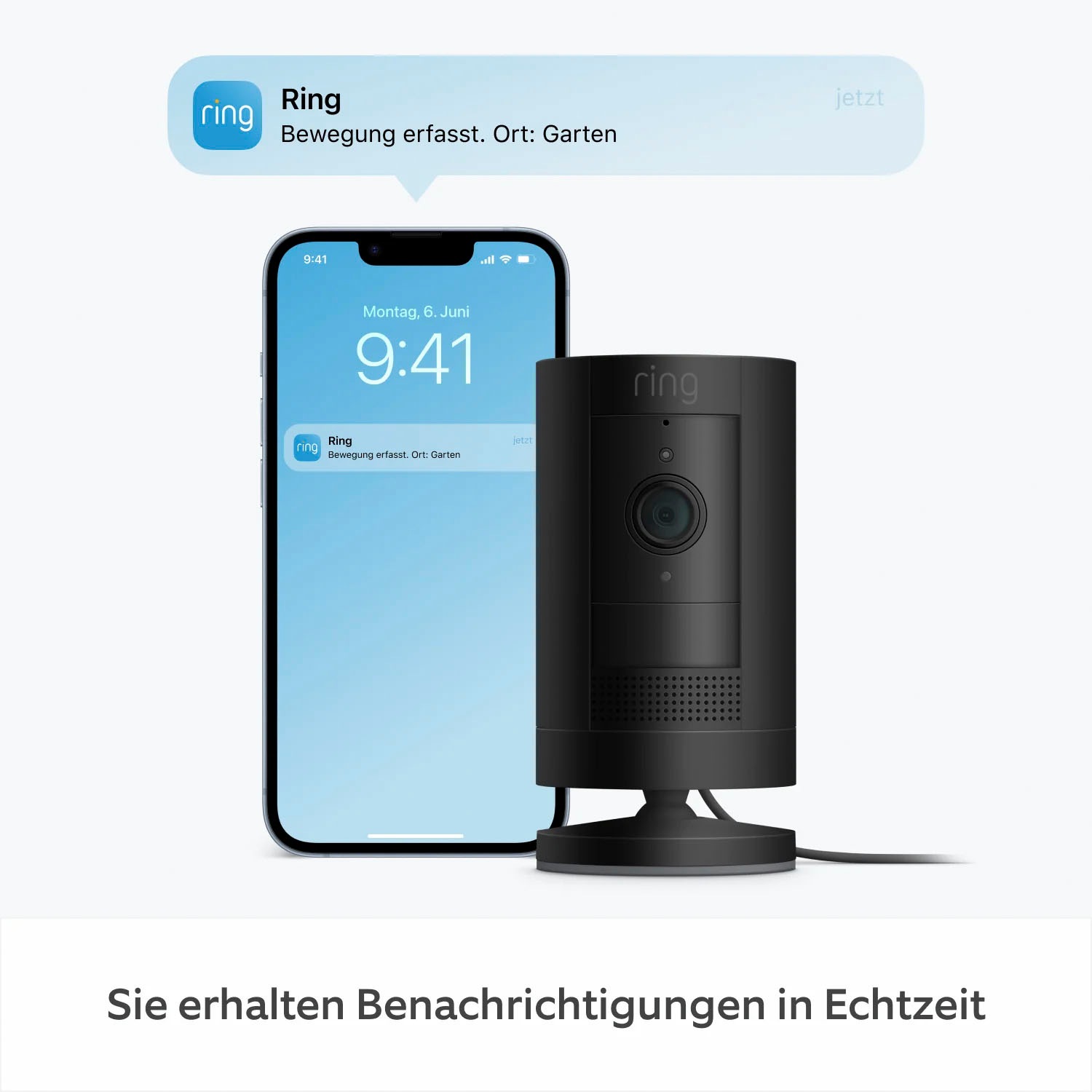 Ring Überwachungskamera »Stick Up Cam Plug-in«, Innenbereich-Außenbereich