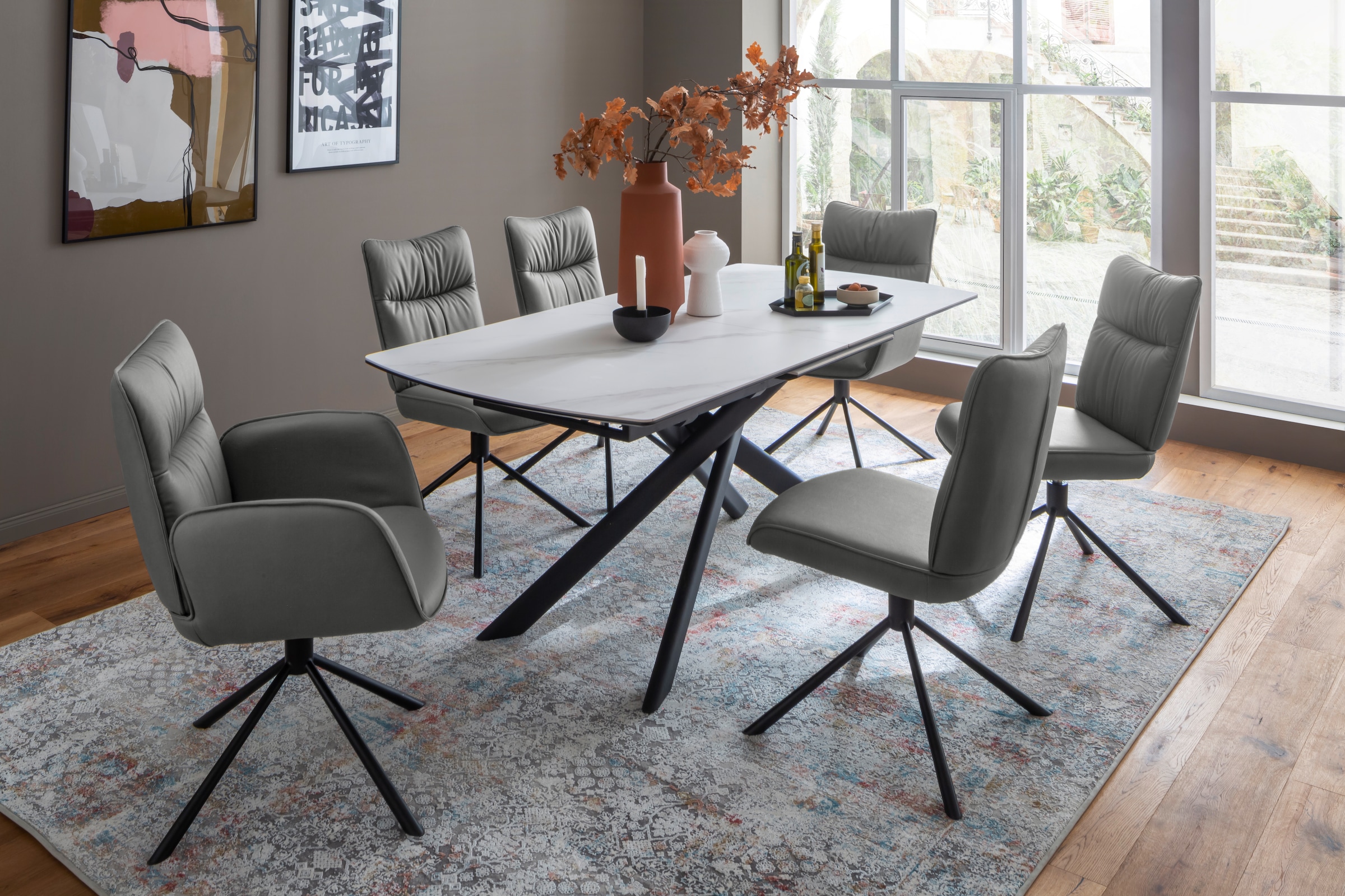 MCA furniture Esstisch »VANINO Auszugtisch 180-230 cm marmoriert«, (1 St.), Keramik,Metall,Synchronauszug,ausziehbar,8-10 Personen