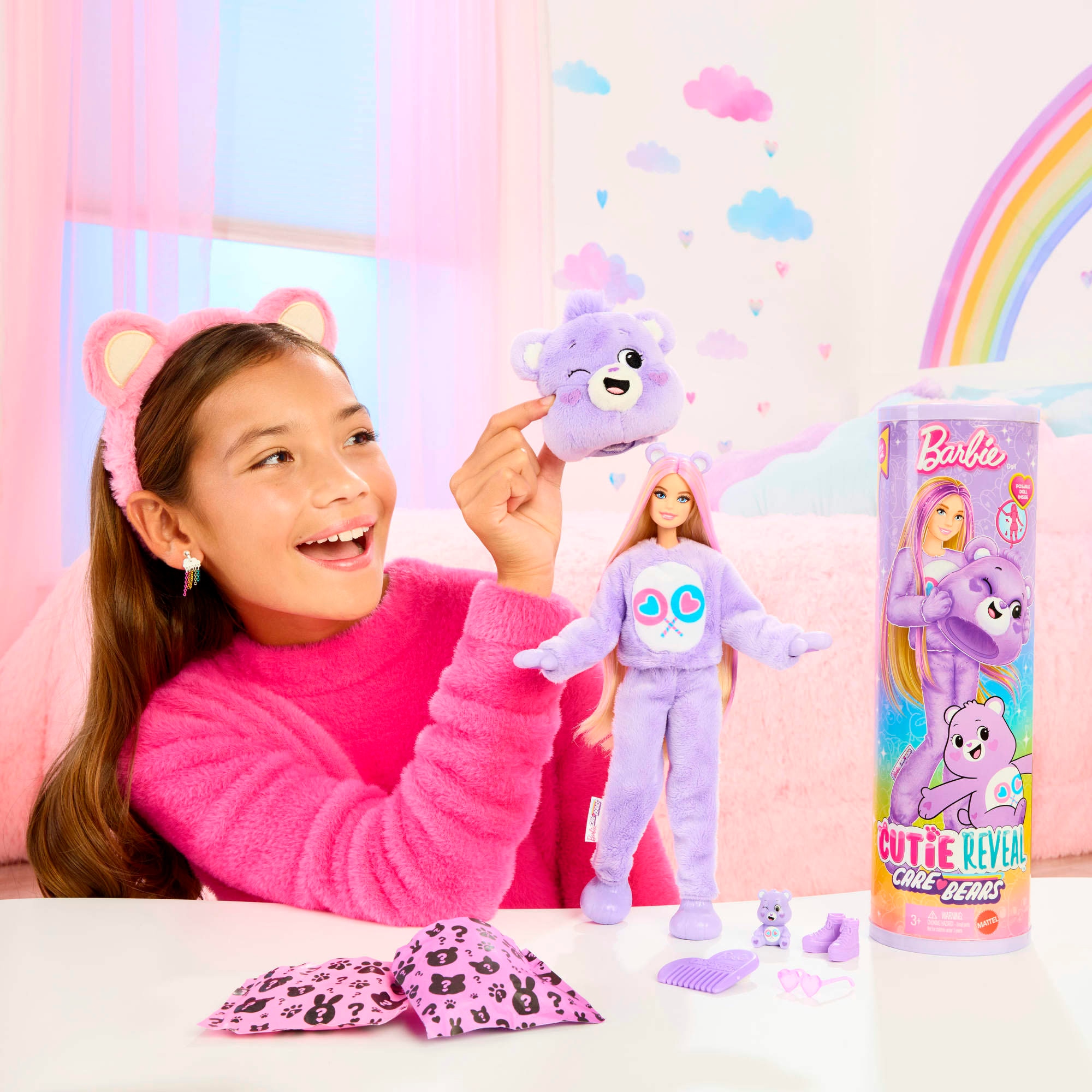 Barbie Anziehpuppe »Cutie Reveal, Glücksbärchis Teile-gern-Bärchi«, inklusive Accessoires