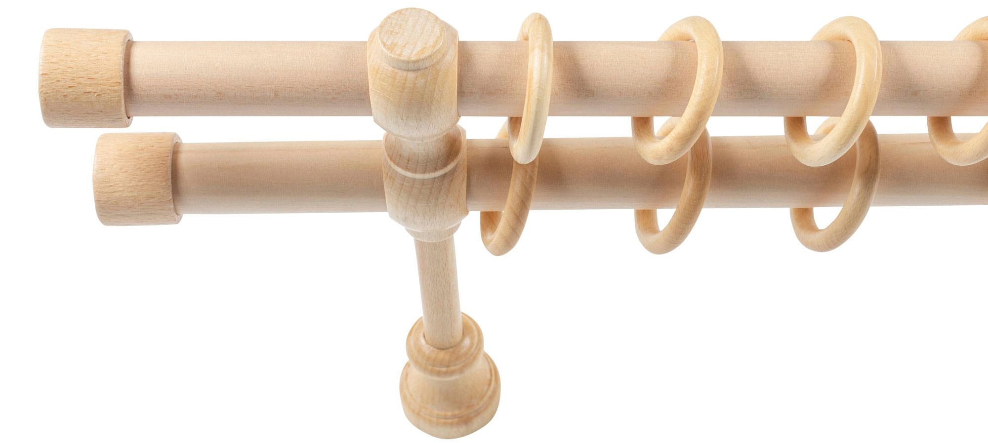SN DECO GROUP Gardinenstange »Cafiro« 2 läufig-läufig Fixmaß 28 mm, Holz, verschiedene Längen und Farben, Komplettset