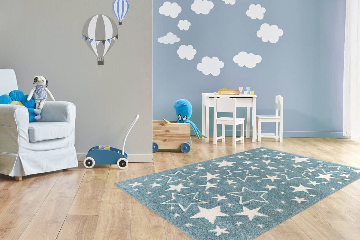 Arte Espina Kinderteppich »Amigo 529«, rechteckig, 15 mm Höhe, Sterne im Konturenschnitt