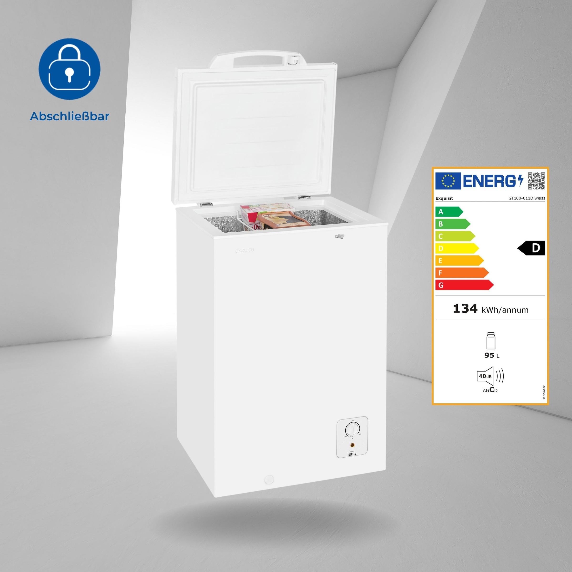exquisit Gefriertruhe »GT100-011D weiss«, 85,4 cm hoch, 54,6 cm breit