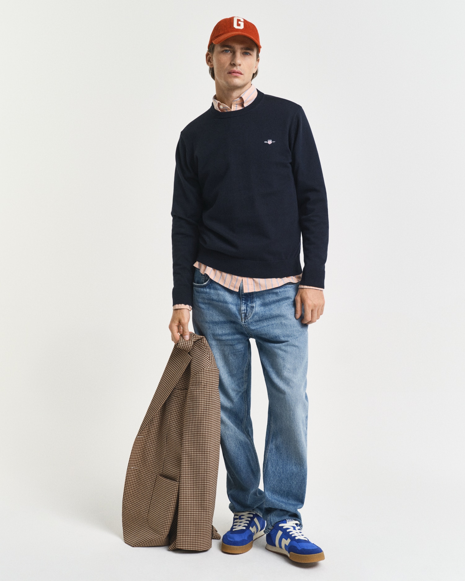 Gant Rundhalspullover »CLASSIC COTTON C-NECK«, Premium Strickpullver aus weicher 100% Baumwolle, Übergangspullover