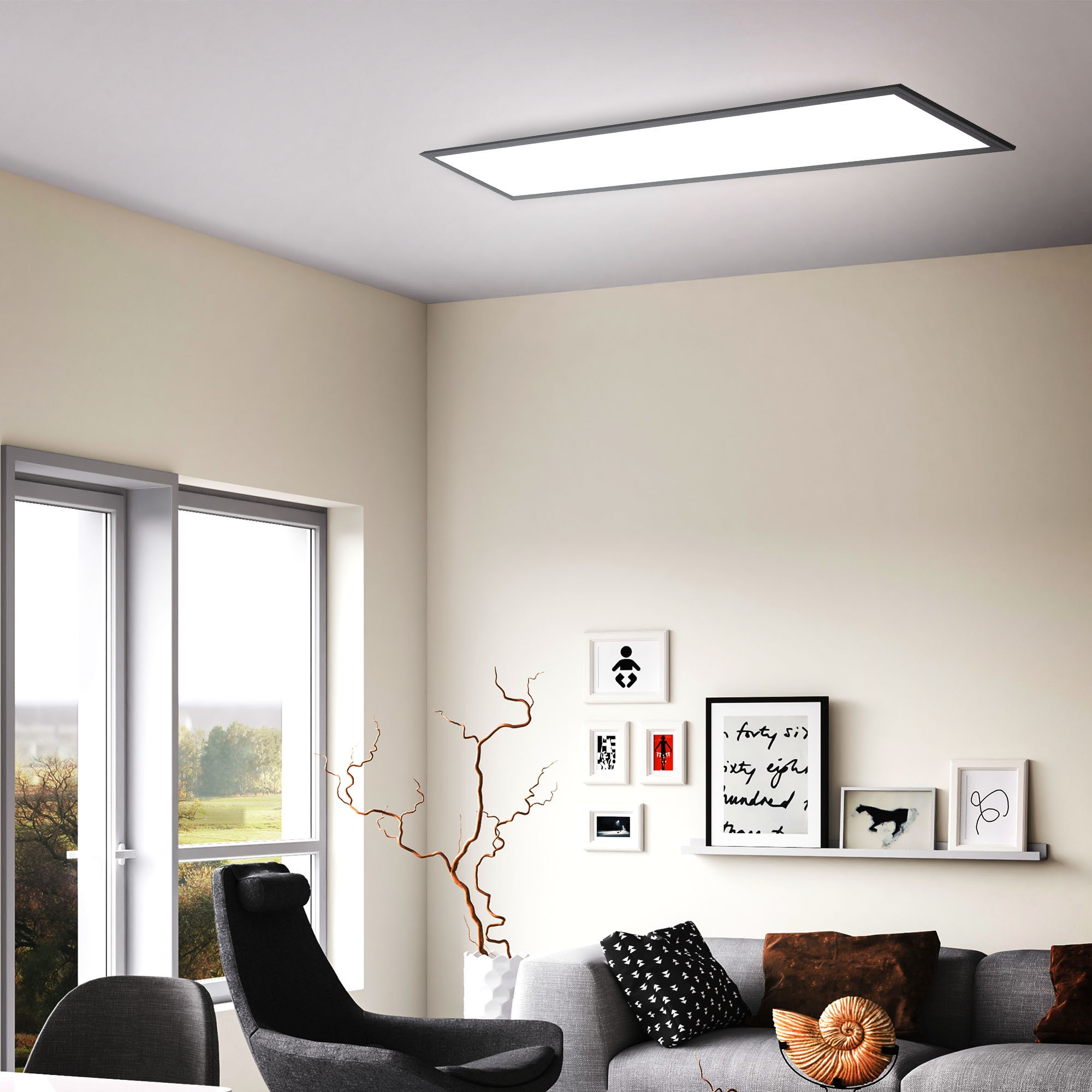 B.K.Licht LED Deckenleuchte »BK_DP1497 LED Panel Deckenlampe, 1 Meter, 4.000K Neutralweißes Licht«, 1 flammig, Leuchtmittel LED-Modul | LED fest integriert, 22 Watt, 2.200Lm, Schwarz, 100x25x6,5 cm