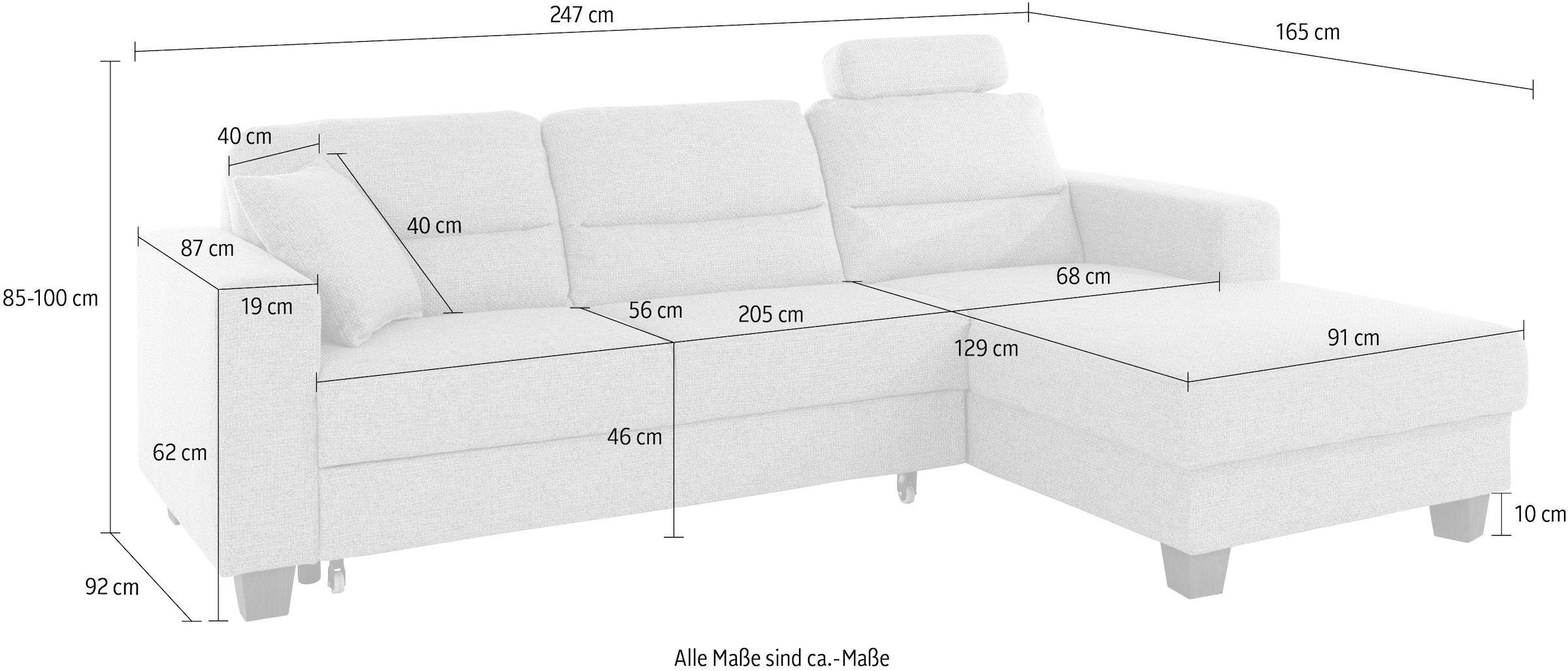 TRENDMANUFAKTUR Ecksofa »Chamber, zeitlos und modern, hoher Sitzkomfort, L-Form«, wahlweise mit Schlaffunktion