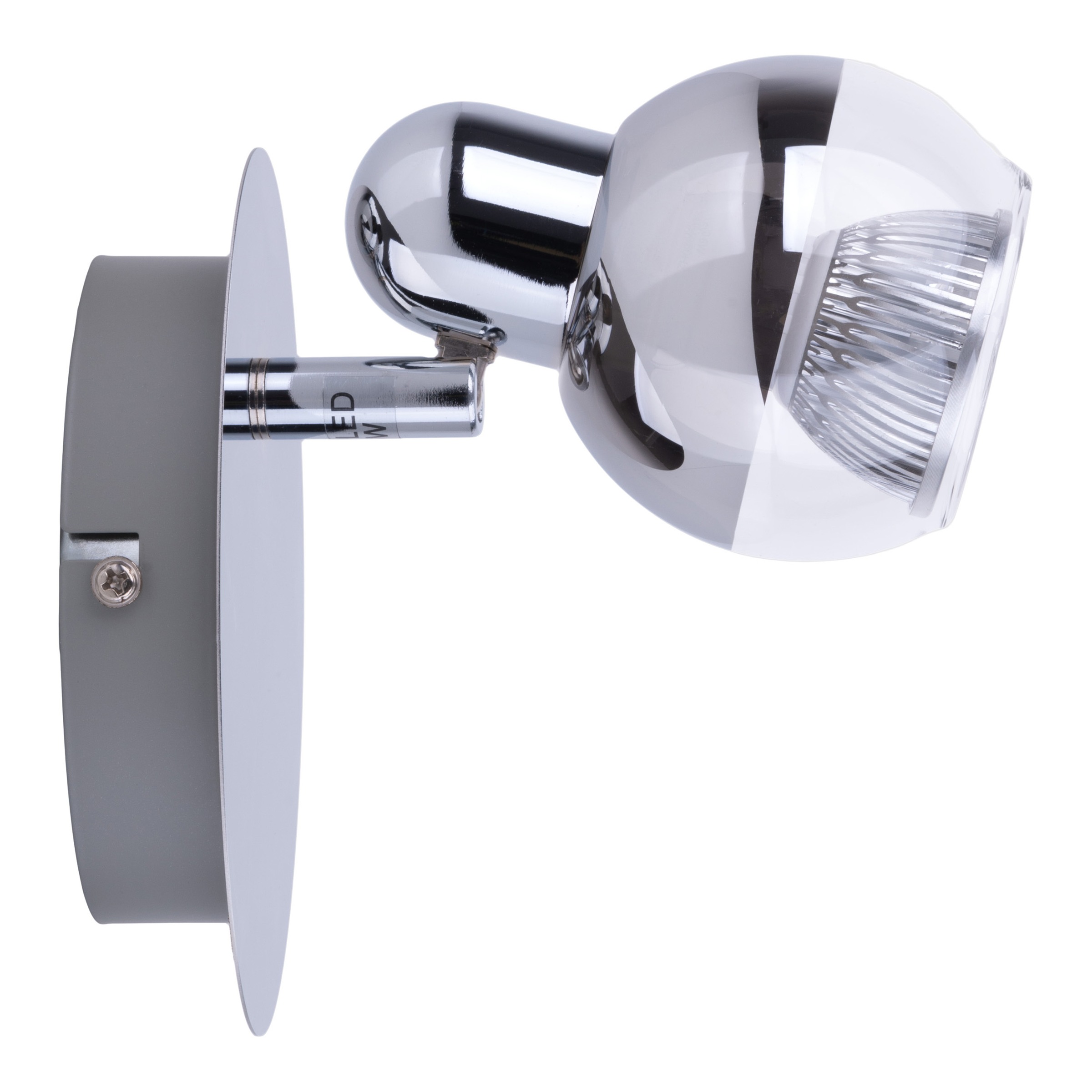 näve Wandstrahler »Boccia« GU10 1 Stk. Warmweiß 1flg. incl. LED GU10 6W, chrom, Glasschirm, verstellbarer Spot, D:14cm