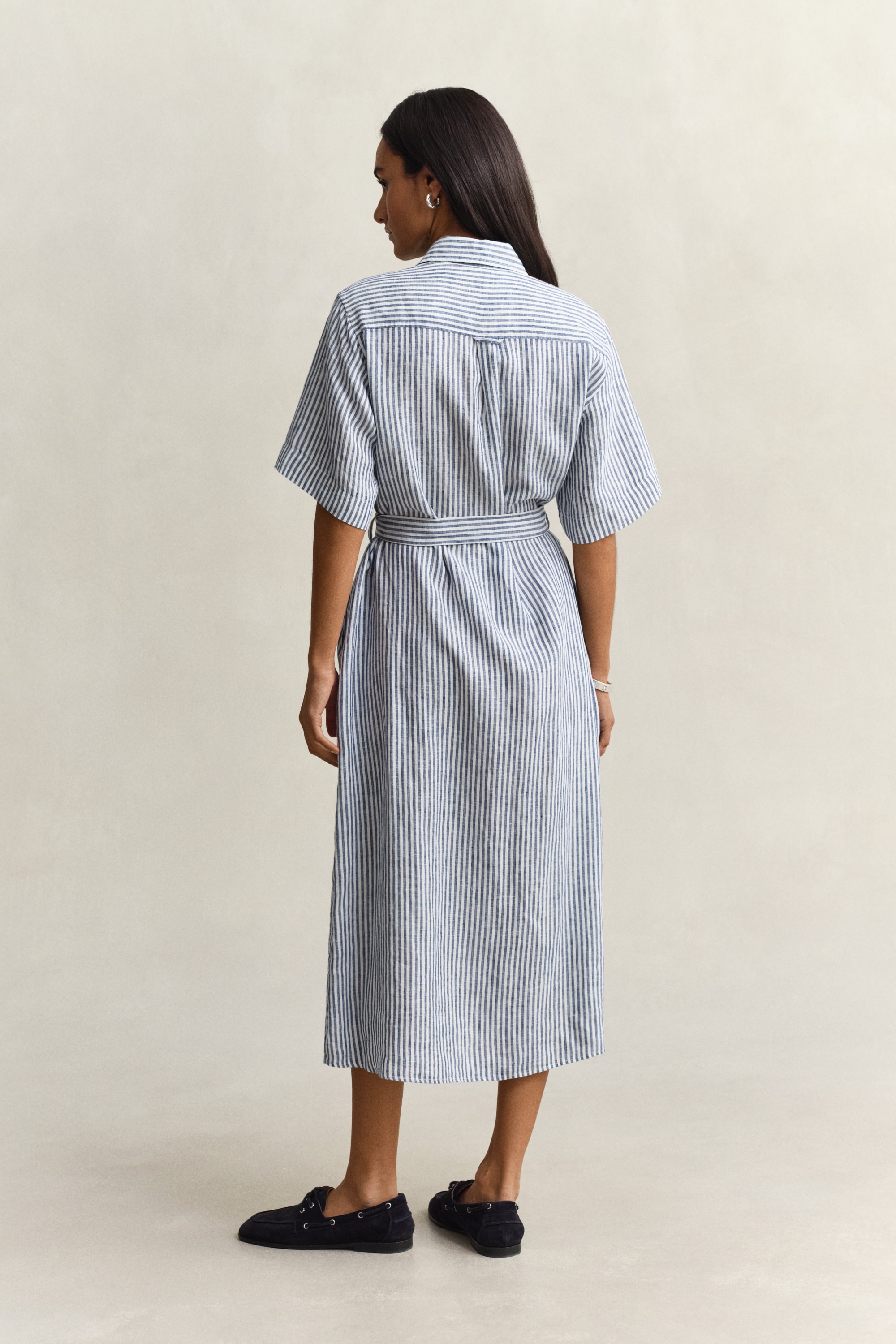 Gant Hemdblusenkleid »STRIPED LINEN« Seitennahttaschen Regular fit mit Bindegürtel