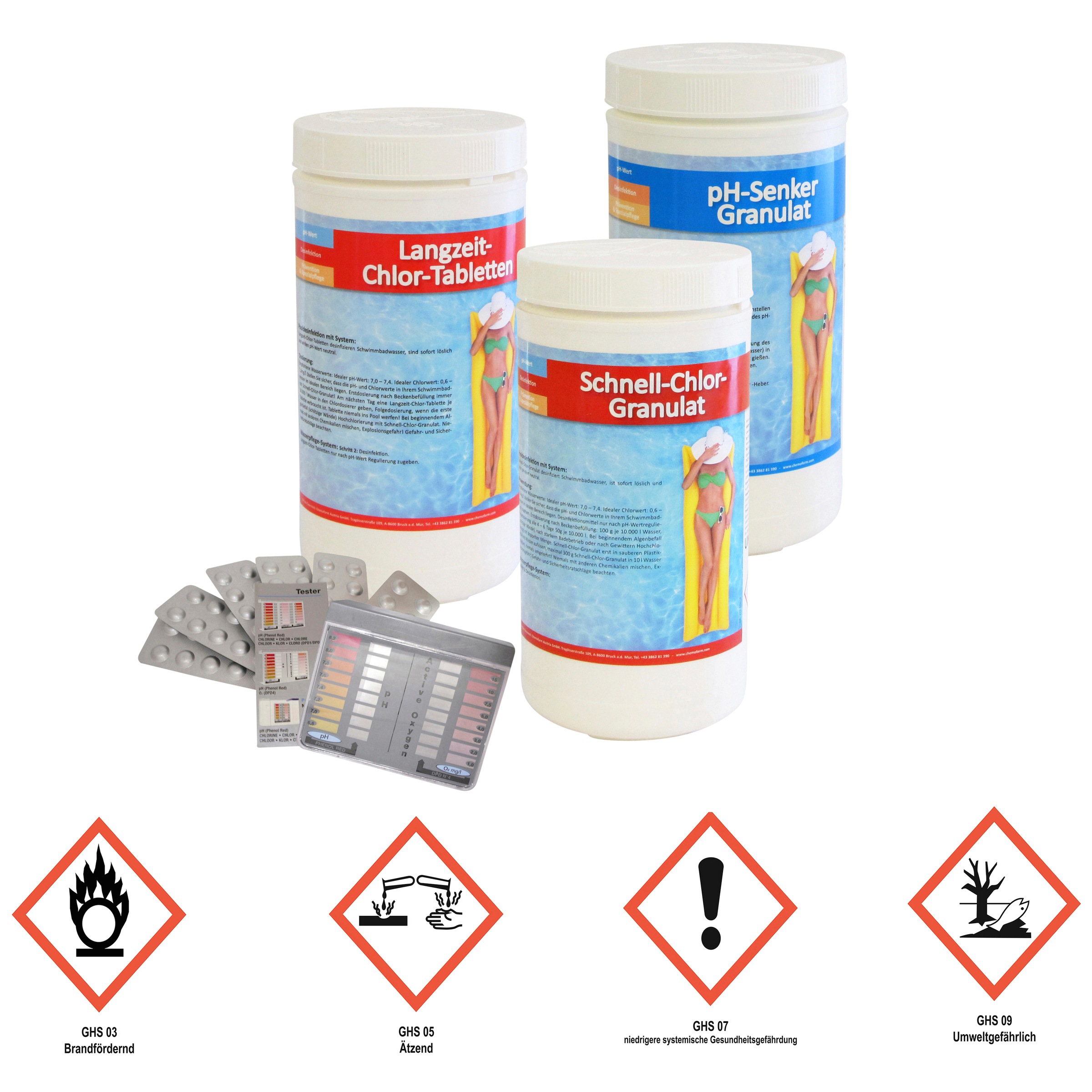 KWAD Rundpool »SUPREME weiß mit Sicherheitsleiter und Zubehör«, (Set, 13 tlg.), inkl. Bodenisolation & Wasserpflege-Set, versch. Größen