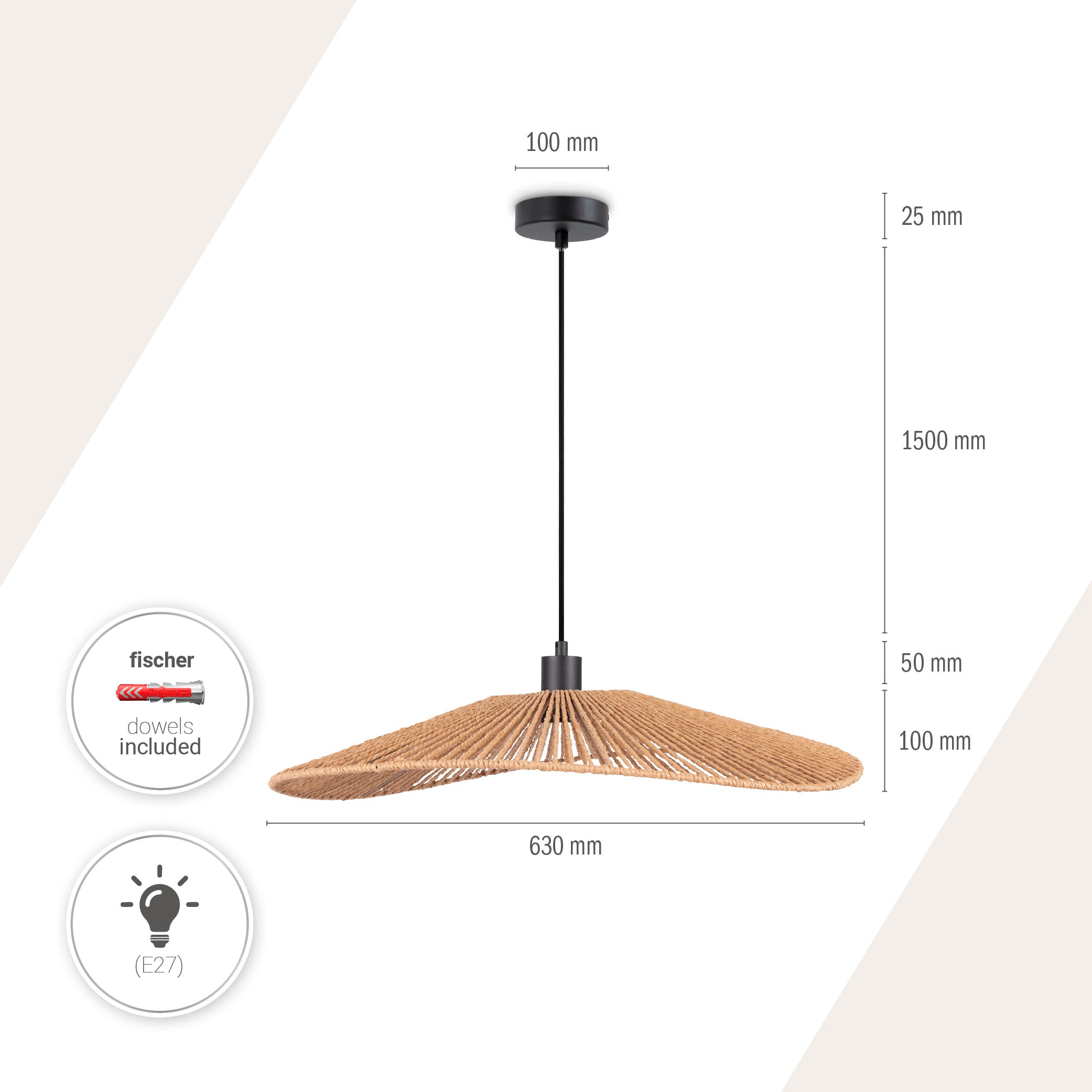 Paco Home Pendelleuchte »HUGO PD1«, 1 flammig, Leuchtmittel E27 | ohne Leuchtmittel