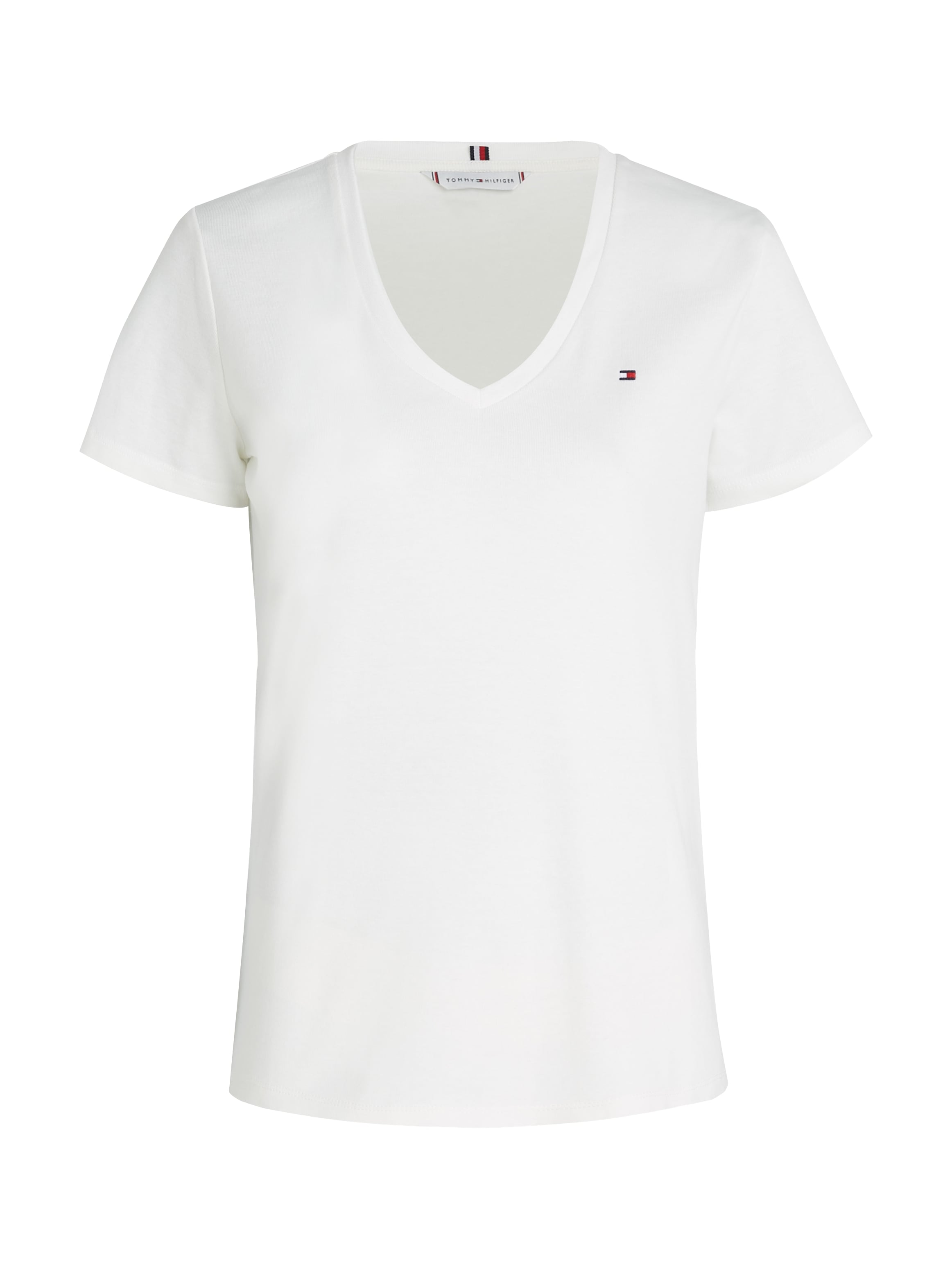 Tommy Hilfiger T-Shirt »SLIM dezenter RIB ♕ CODY V-NECK SS«, mit bei Logostickerei