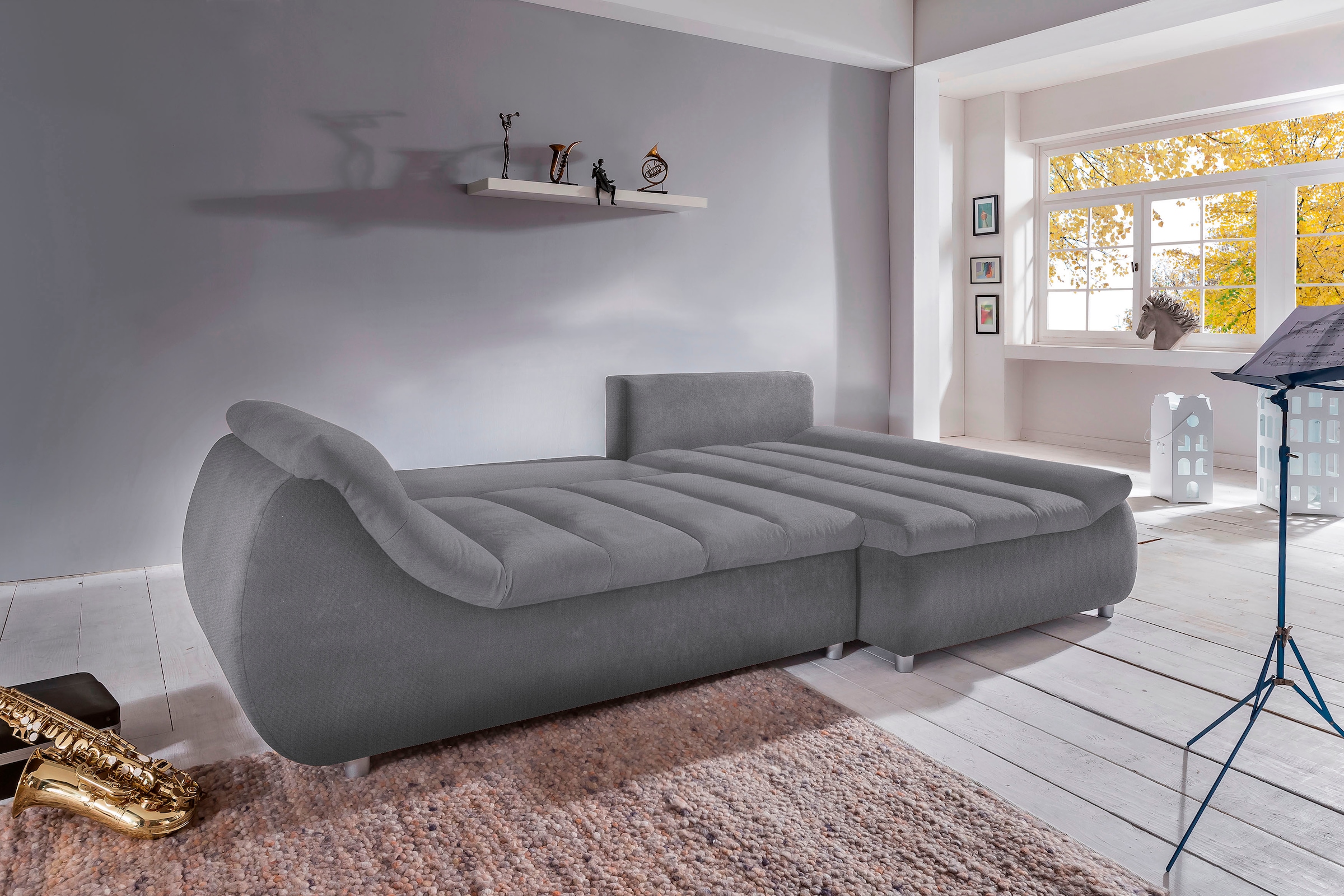 INOSIGN Ecksofa »Imola bequem, aktuelle Steppung im Sitz, L-Form, Breite 270cm«, wahlweise mit Bettfunktion