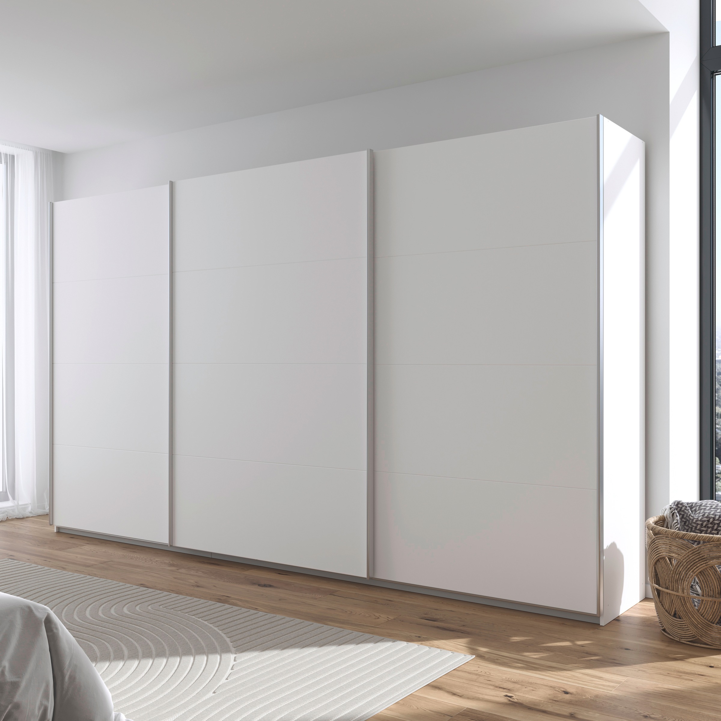 rauch Schwebetürenschrank »Kleiderschrank Schrank Garderobe AGORDO mit Dekor- oder Hochglanzfront«, (in zwei Griff-Farben), durchdachte Innenausstattung, in 4 Breiten und 2 Höhen MADE IN GERMANY