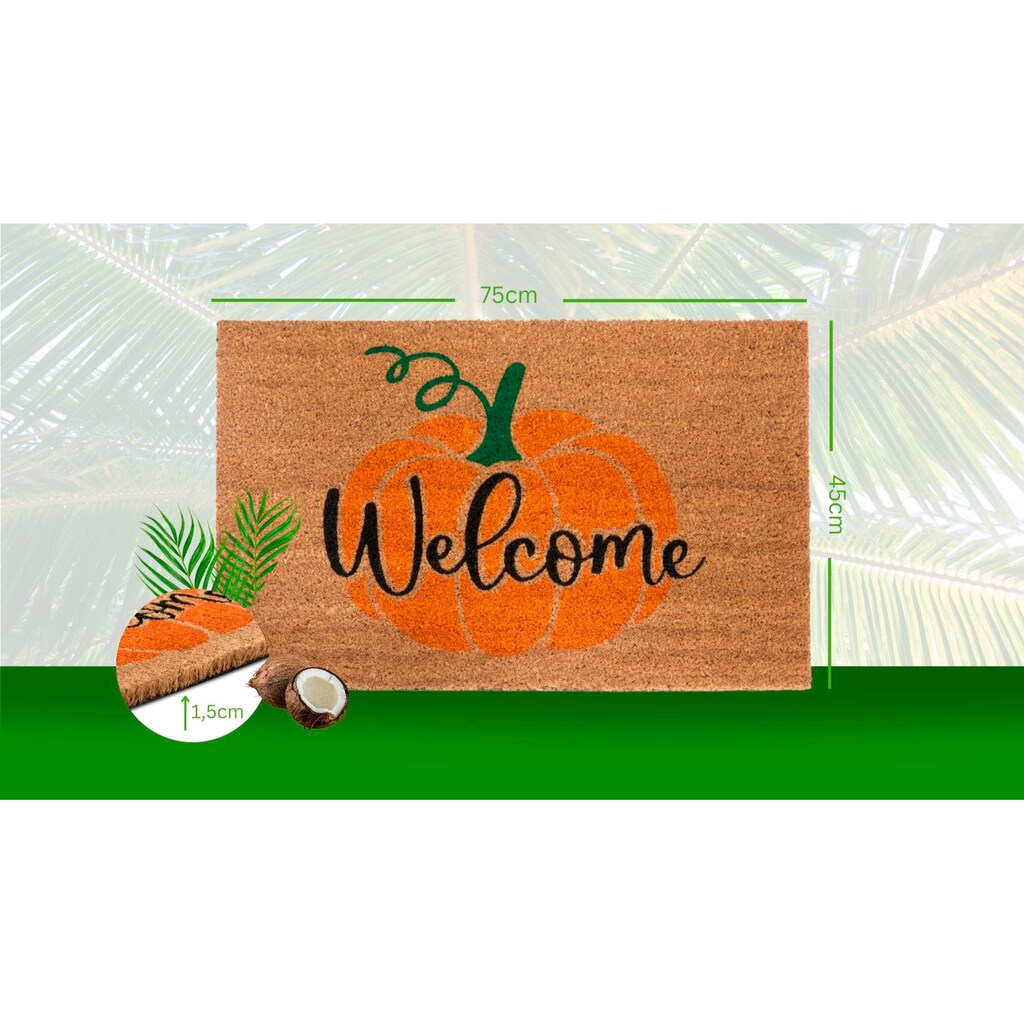 HANSE Home Fußmatte »Mix Mats Kokos Welcome Pumpkin«, rechteckig, Kokos, Schmutzfangmatte, Outdoor, Rutschfest, Innen, Kokosmatte, Flur