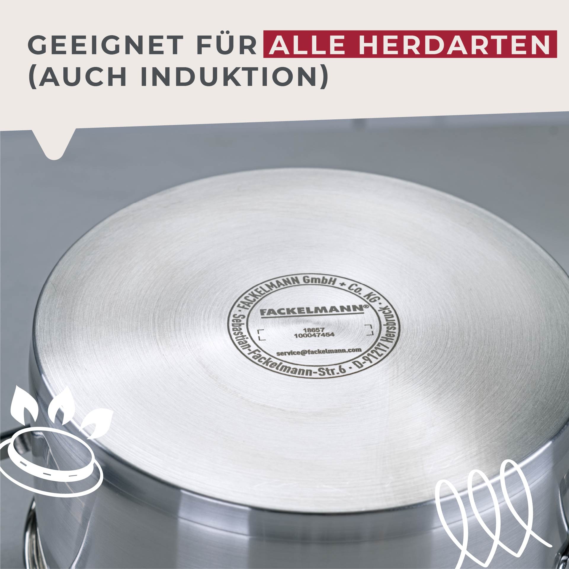 FACKELMANN Topf-Set »Bamberg, mit Dämpfeinsatz«, Edelstahl, (Set, 10 tlg.), Deckel mit Abgießfunktion