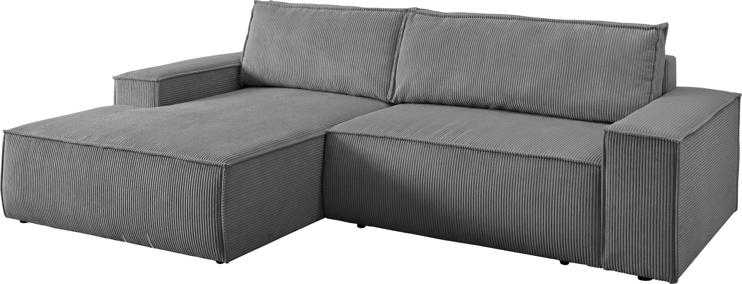 Home affaire Ecksofa SHERWOOD Schlafsofa 267 cm, L-Form, Schlaffunktion mit Bettkasten (210x136 cm), Cord, Vintage, Samtvelours