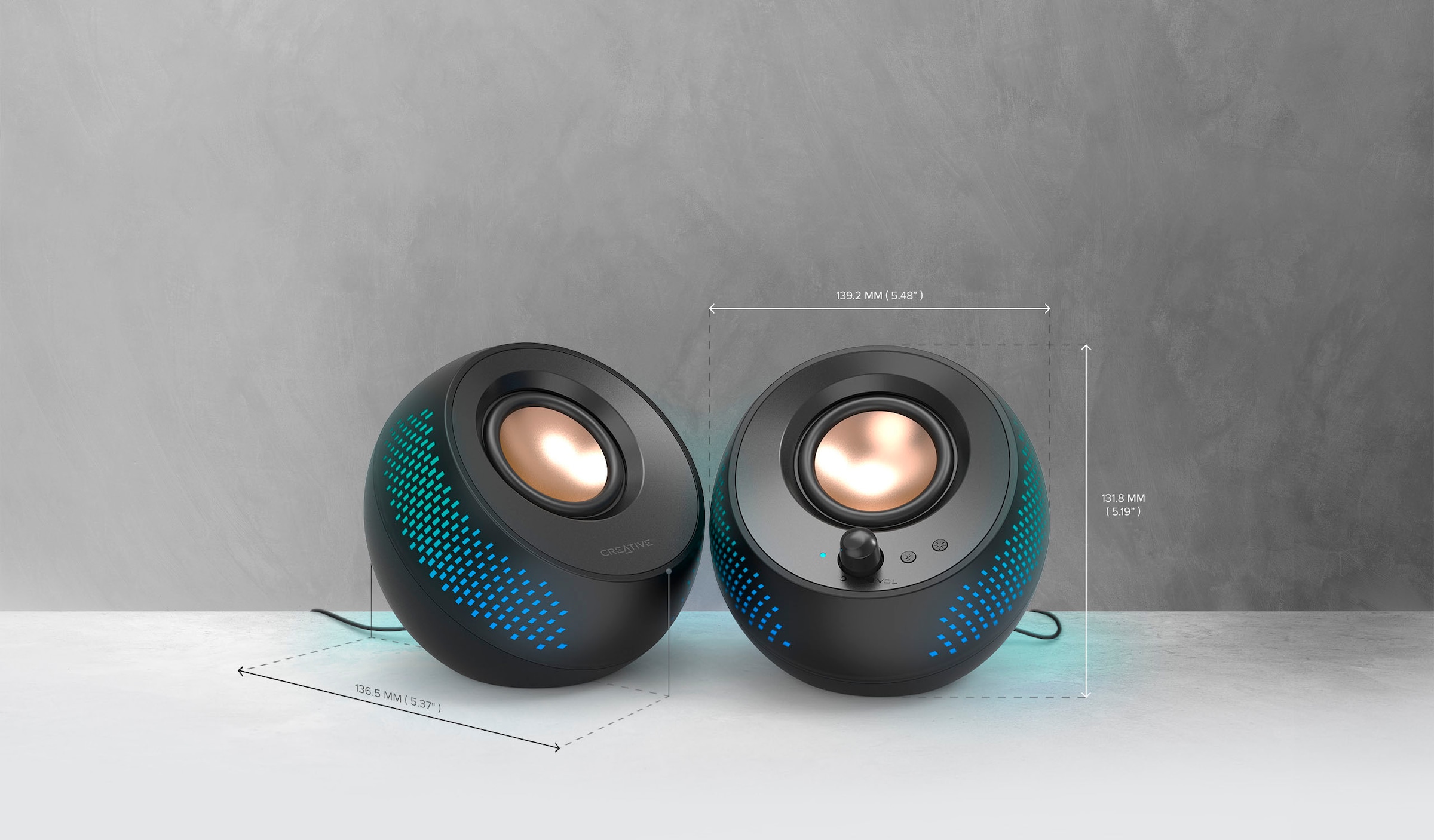 Creative PC-Lautsprecher »Pebble X 2.0, Bluetooth 5.3, USB-C, RGB-Beleuchtung«, Kabelloses Streaming