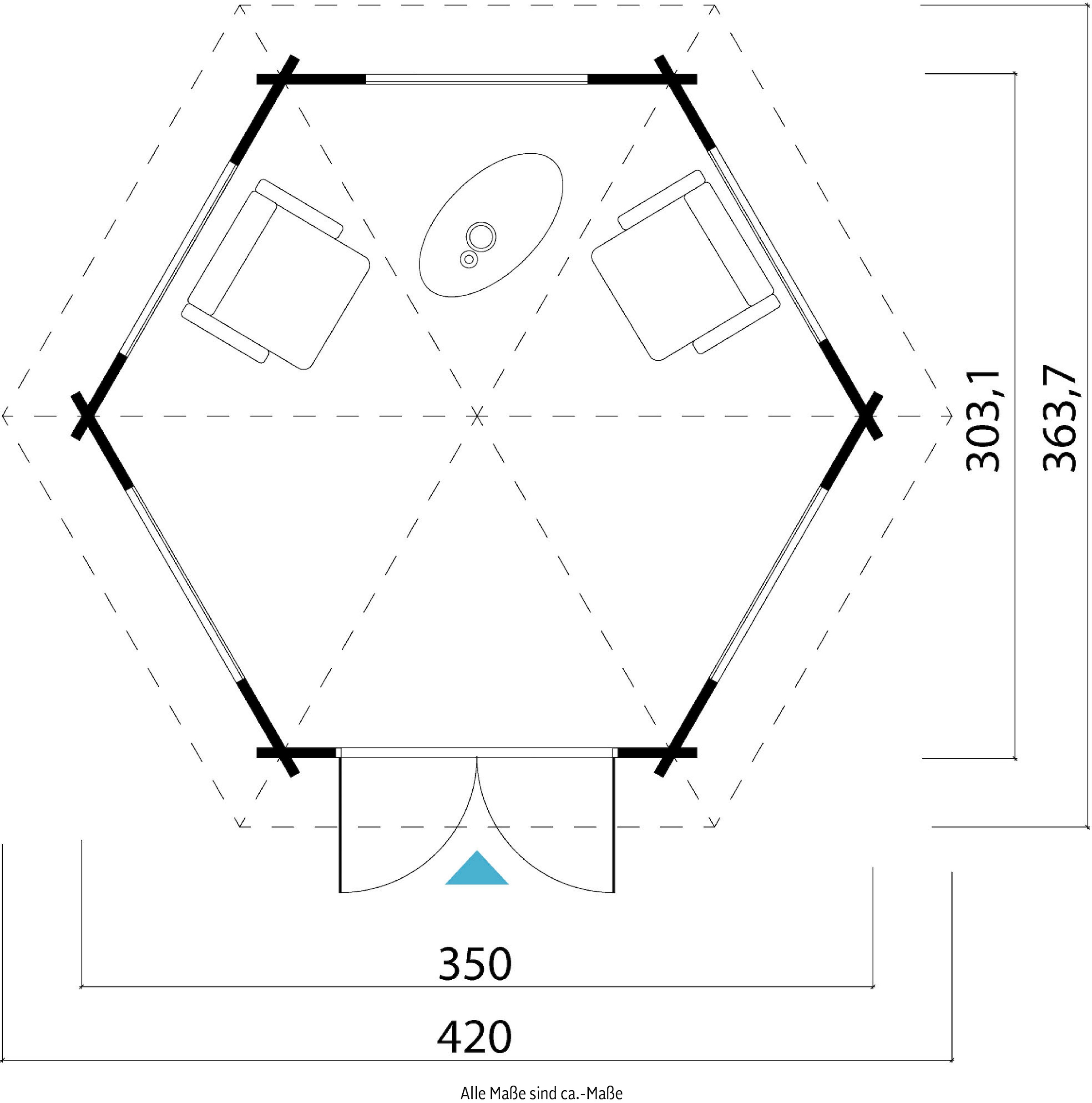 LASITA MAJA Pavillon »Ilmenau«, (Set, Inklusive Fußbodenbretter zum Verlegen), BxT: 420x363,7 cm, Fichtenholz