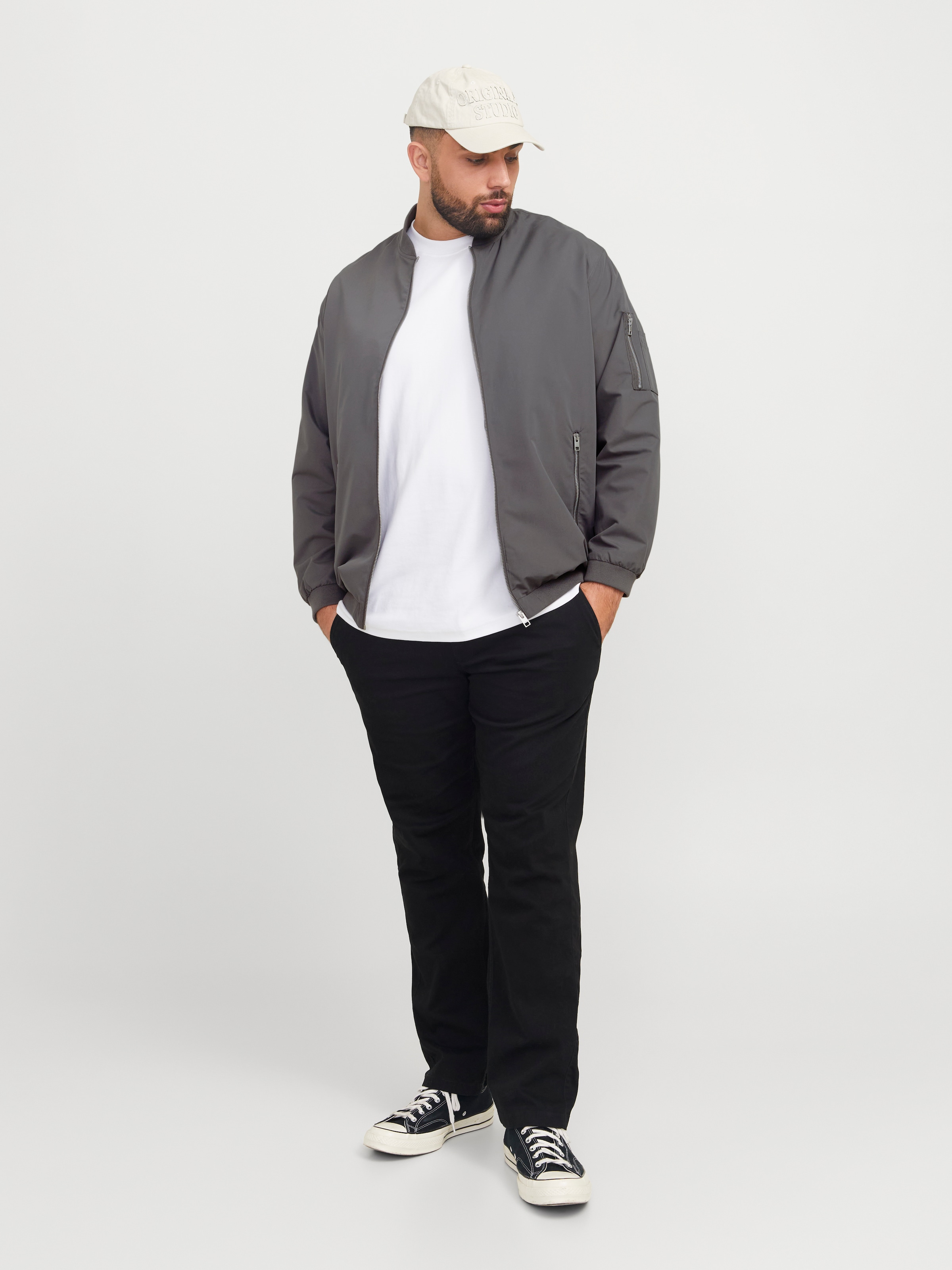 Jack & Jones PlusSize Bomberjacke »JJERUSH BOMBER NOOS PLS«, ohne Kapuze, mit Reißverschlusstaschen