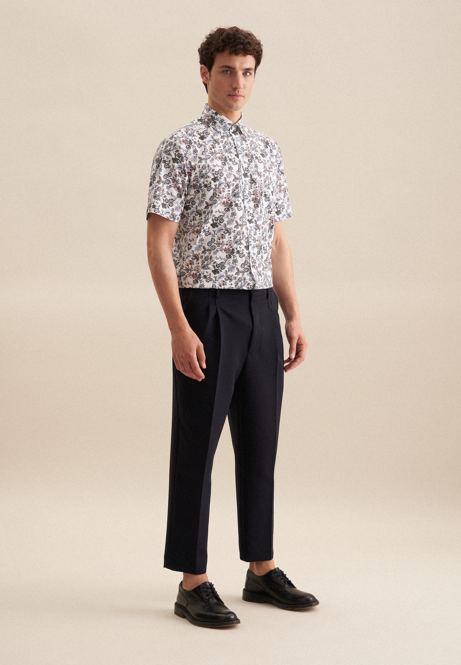 seidensticker Businesshemd »Regular«, Regular Kurzarm Button-Down-Kragen Druck