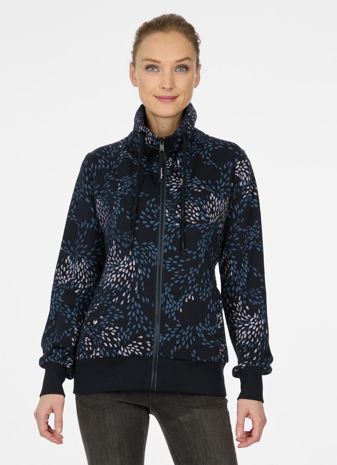 Ragwear Sweatjacke »RONETTE PRINT A« brushed, in super softer Qualität und cooler allover Print, Stehkragen