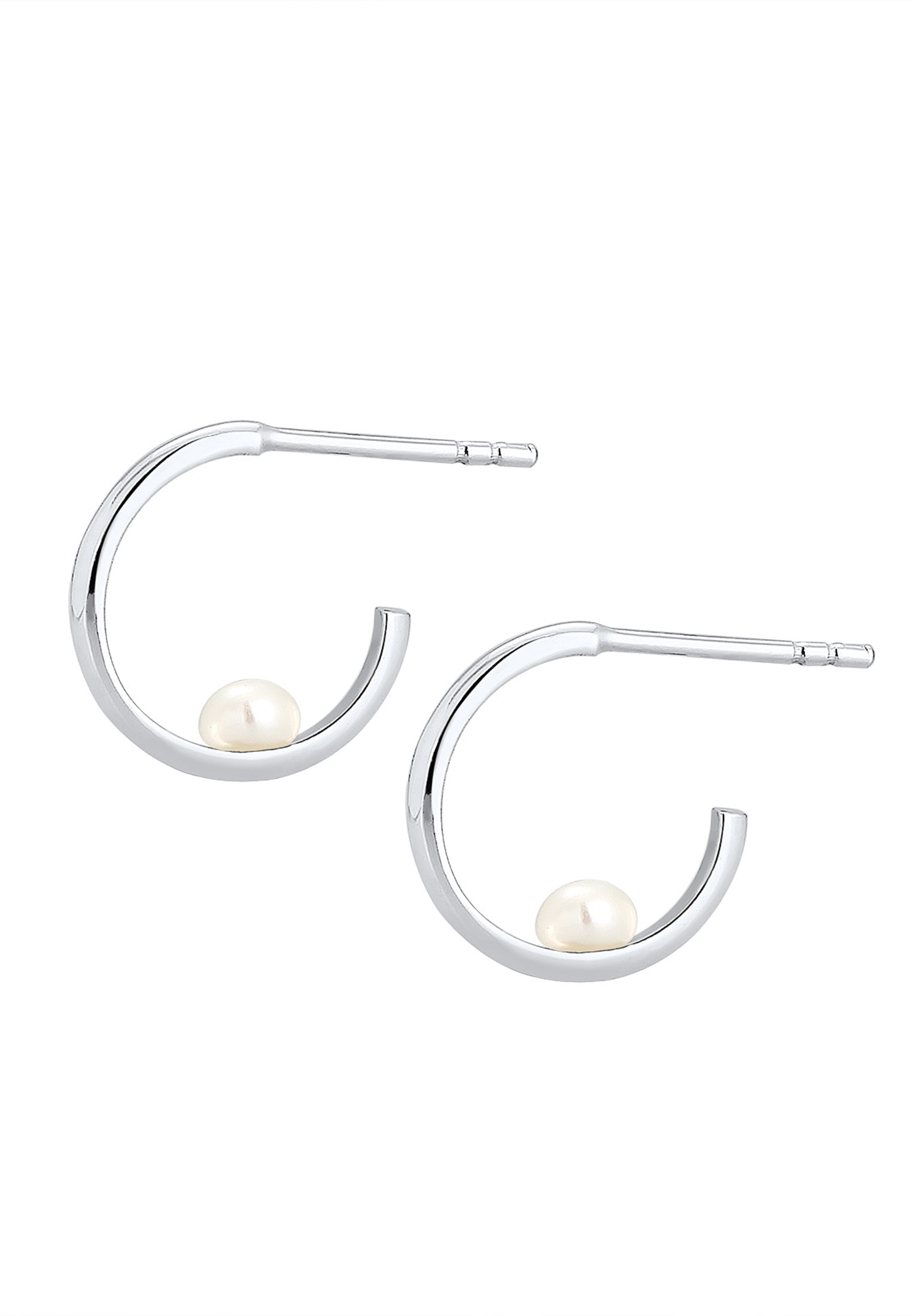 Elli Paar Creolen »Ohrringe Ohrstecker Creolen mit Süßwasserzuchtperlen 925 Sterling Silber«