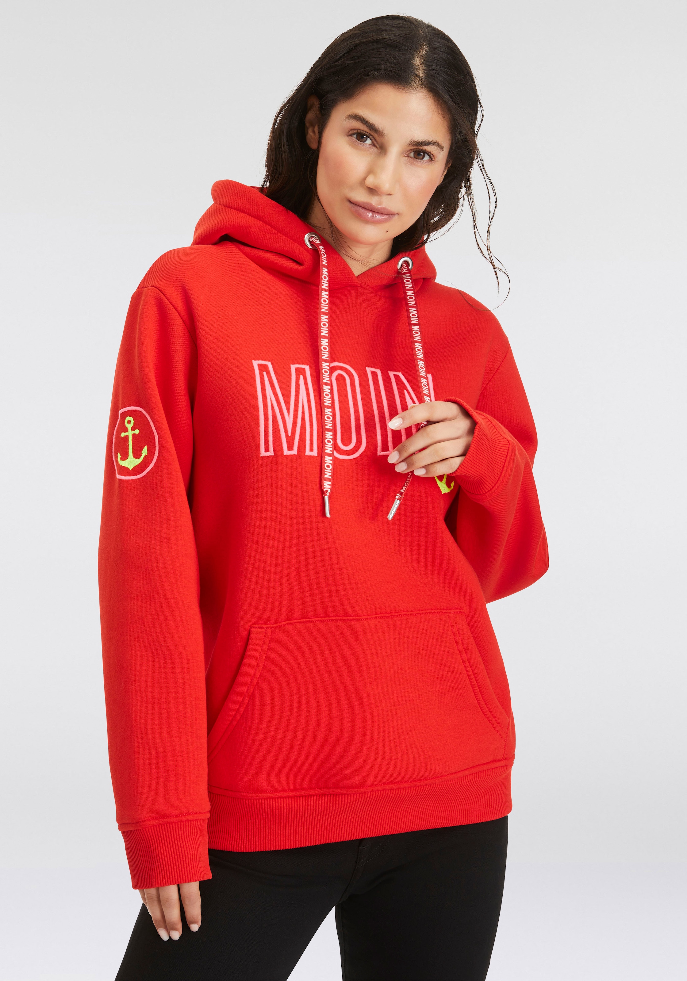 Hoodie »Limited Edition«, mit Kapuze, gesticktem "MOIN" und Anker Motiv