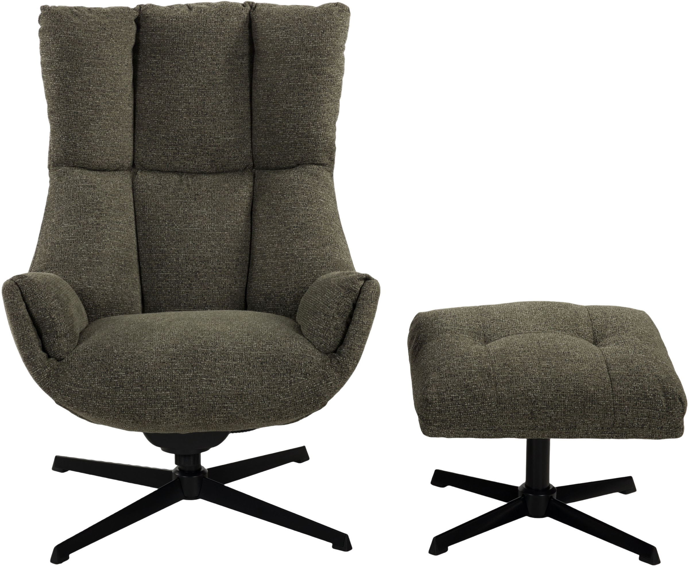 Duo Collection Relaxsessel »Pruna« 360° drehbar mit Rückholfunktion, Wippmechanik, inkl. Hocker