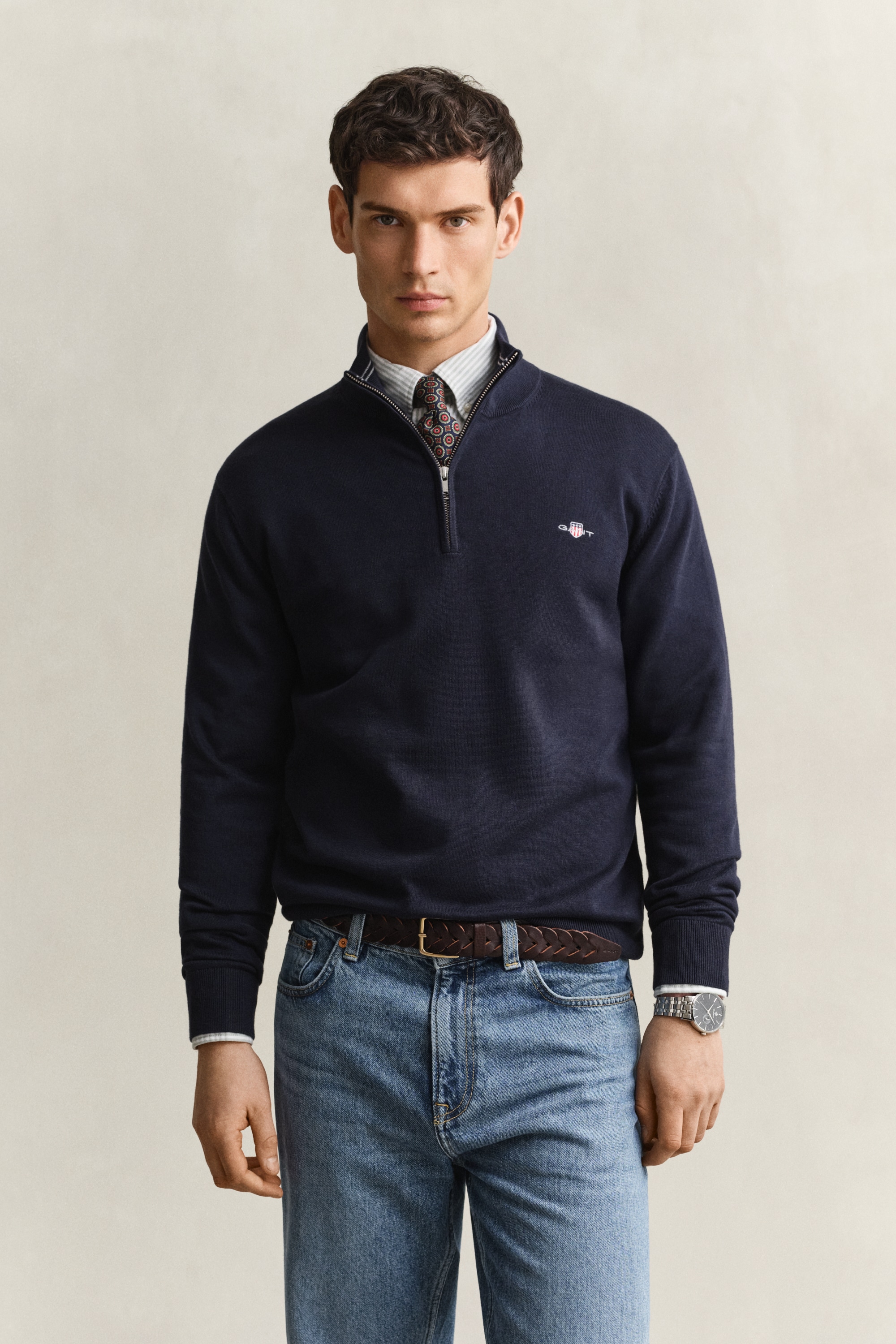 Gant 1100000002199 »CLASSIC COTTON HALF ZIP« Regular fit mit Troyerkragen
