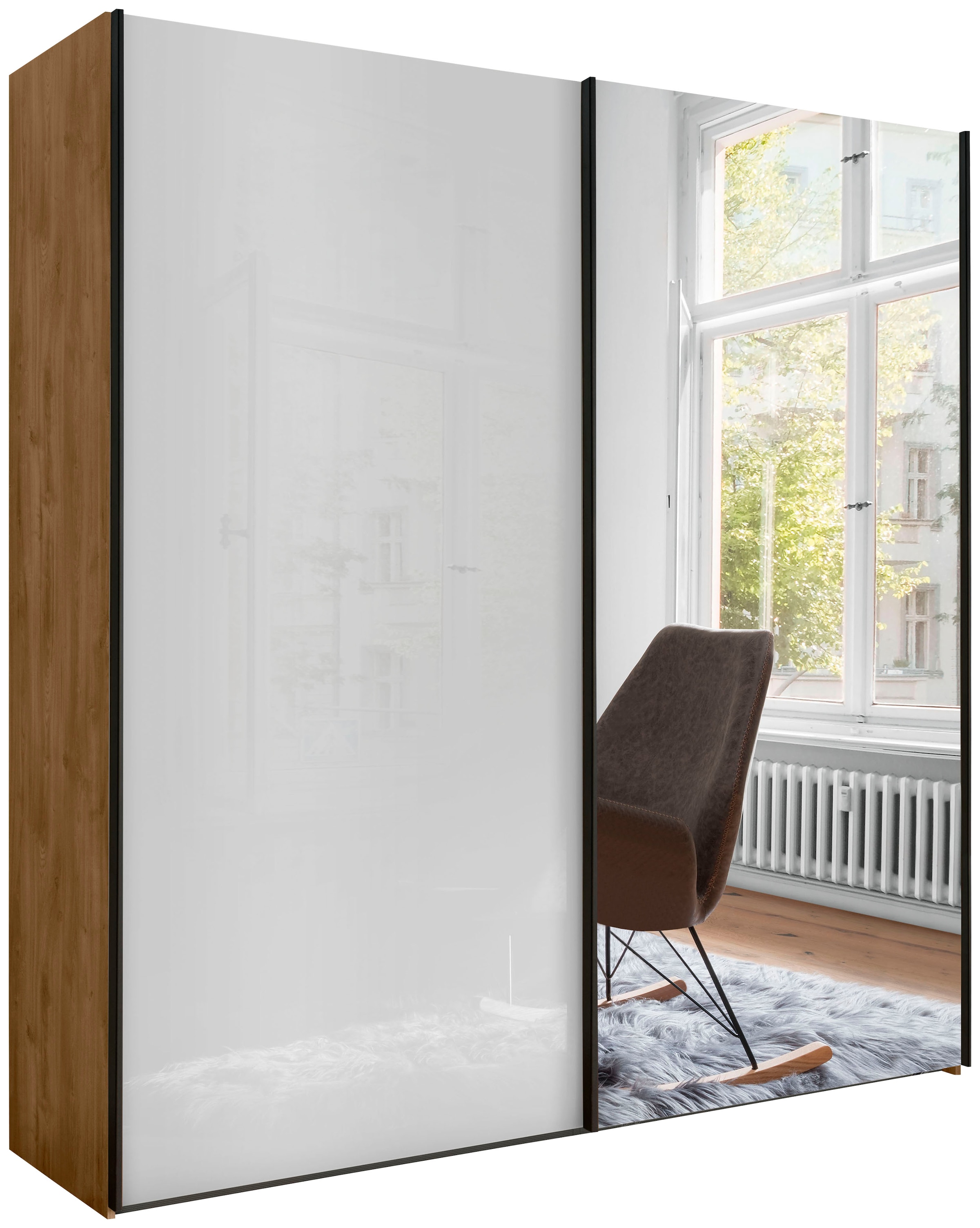 WIEMANN Schwebetürenschrank "Monaco" mit Glasfront sowie hochwertigen Beschlägen