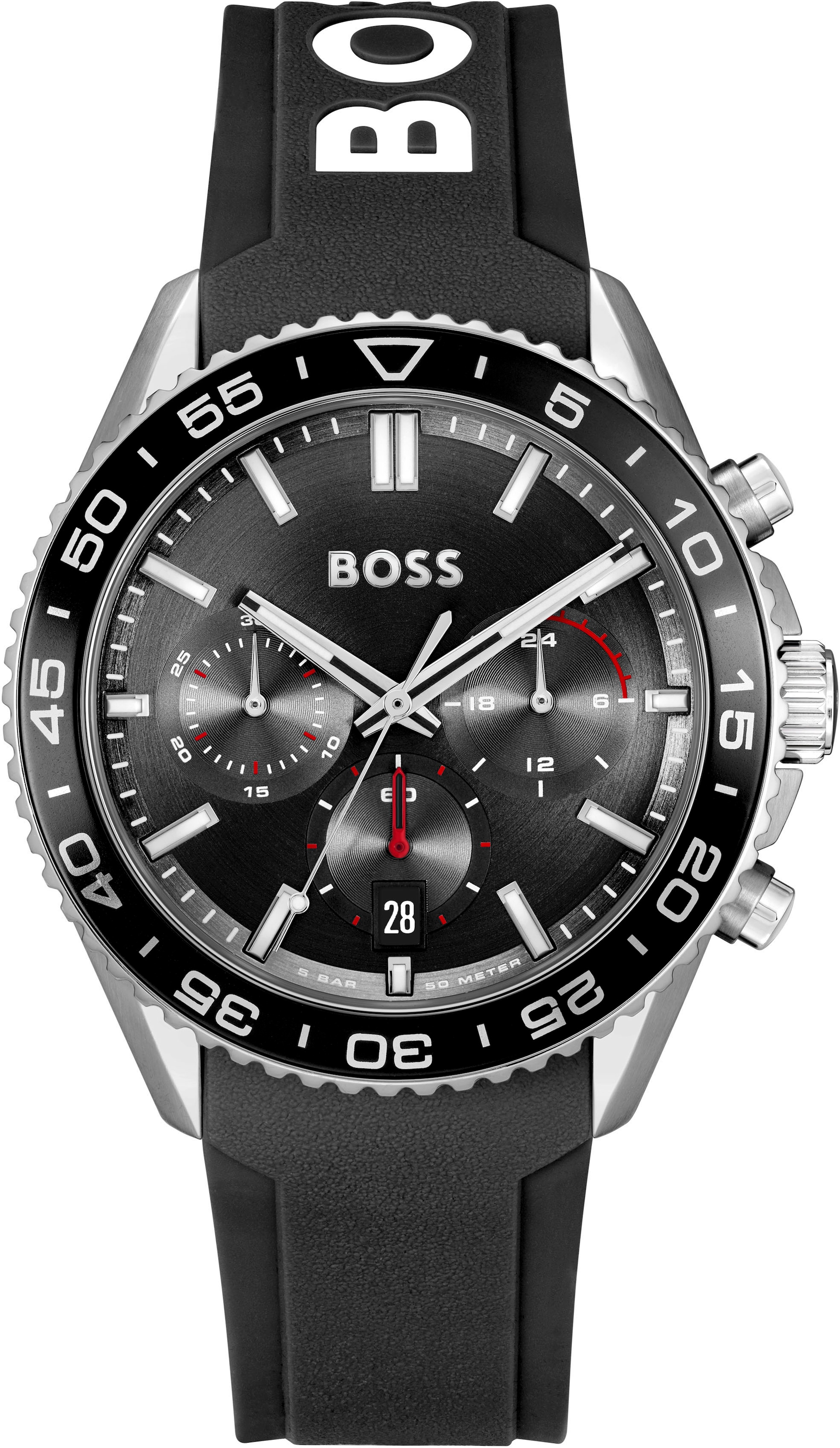 BOSS Chronograph »RUNNER« Quarzuhr, Herrenuhr, Armbanduhr, Stoppfunktion,  Silikonarmband