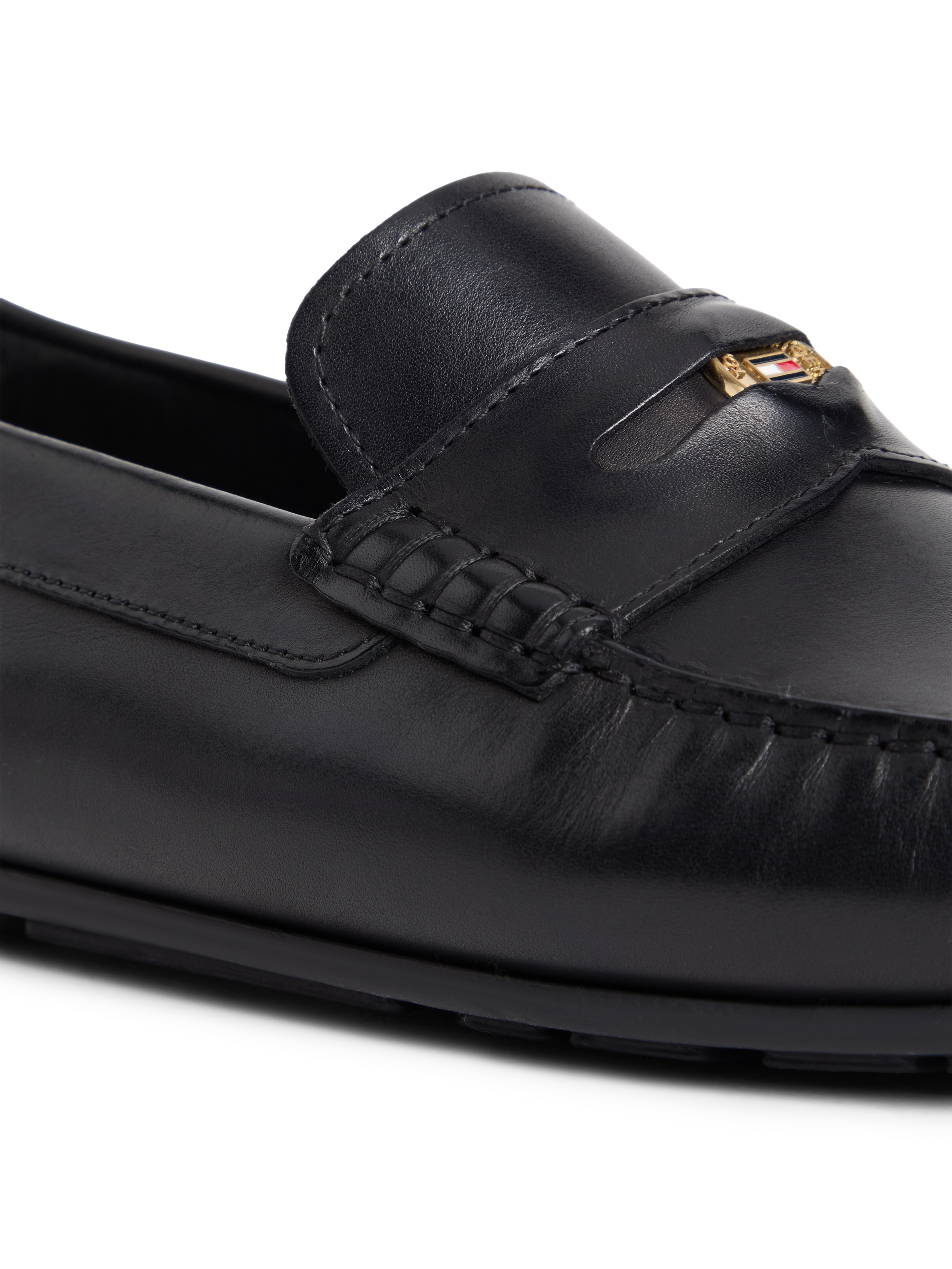 Tommy Hilfiger Slipper »HILFIGER COIN LTH DRIVER«  Flats, Schlupfschuh, Loafer mit Zierriegel und Penny