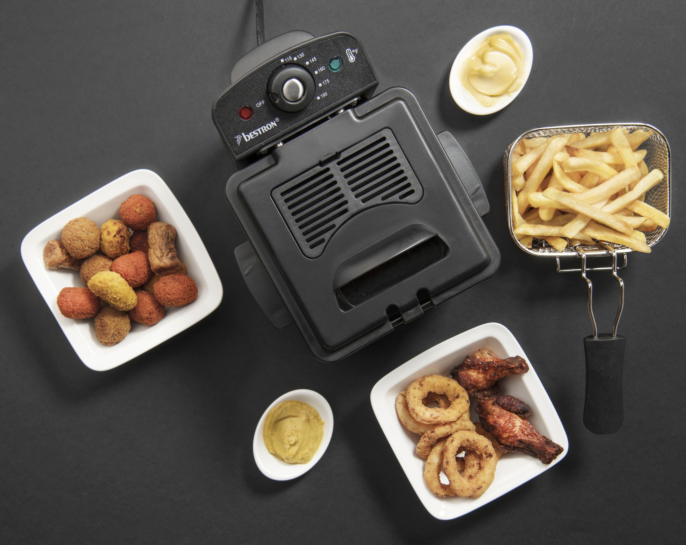 bestron Fritteuse »AF100CO, kleine Fritteuse mit Edelstahl-Korb für eine Portion«, 1000 W, Fassungsvermögen 1,5 l, Kaltzonentechnologie, Temperaturkontrolle bis 190°C, Ölfilter