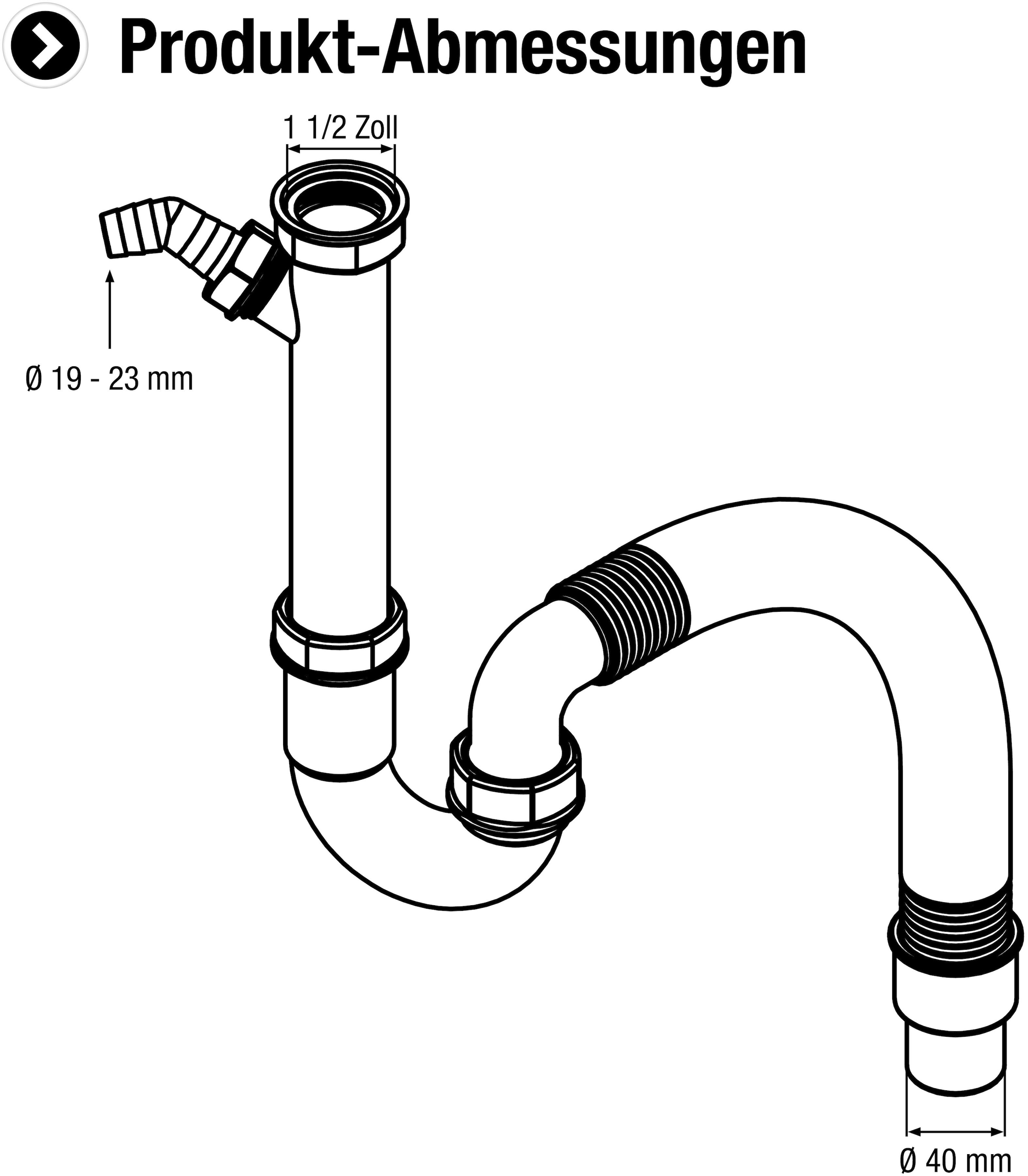 CORNAT Siphon »1 1/2 Zoll - Mit flexiblem Abgangsrohr & Geräteanschluss«, Hergestellt aus recycelten Kunststoffen - Made in Germany Qualität