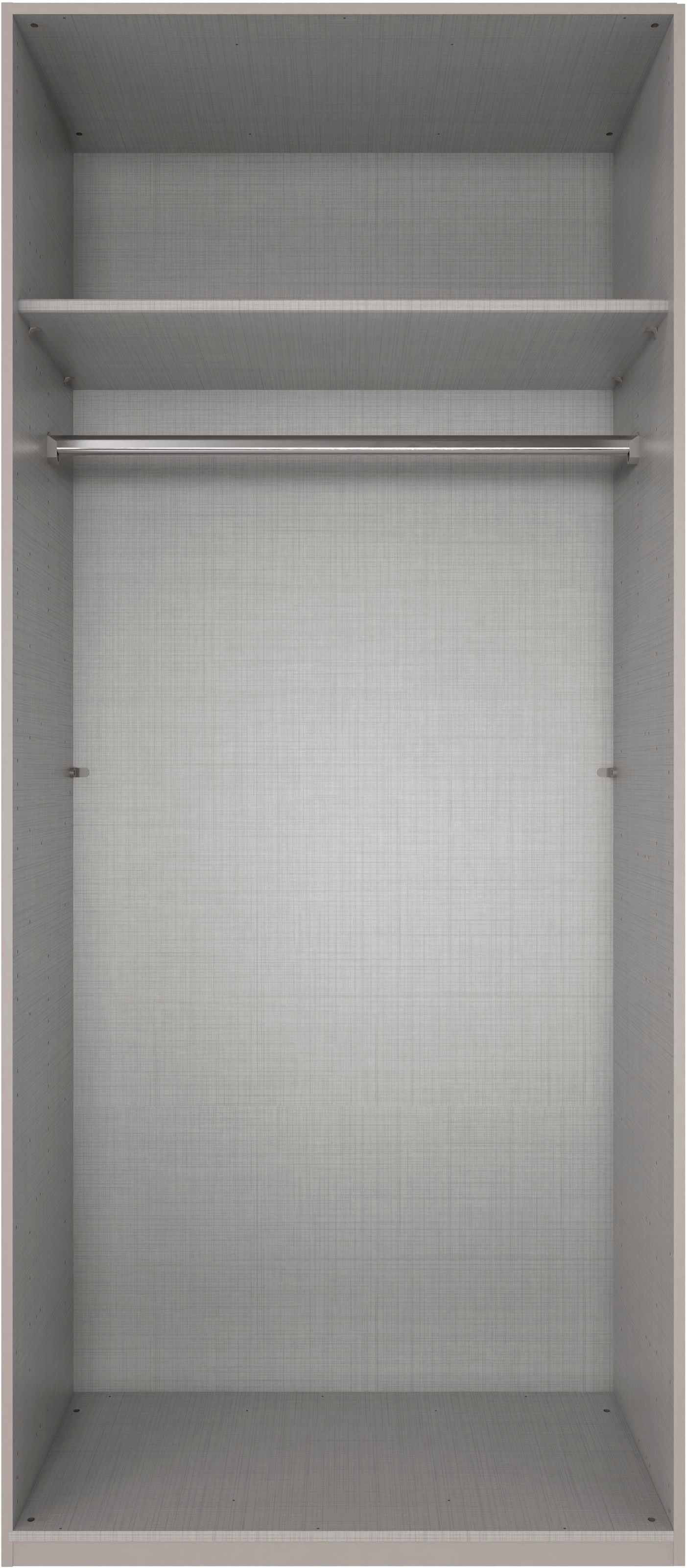Wimex Kleiderschrank »Mugano,in 8 Breiten,3 Höhen,2 Tiefen, viele Farben, Made in Germany«, (in Basic oder Premium Ausstattung mit 2 weiteren Einlegeböden), mit langen oder kurzen Griffen aus Metall, mit oder ohne Spiegel