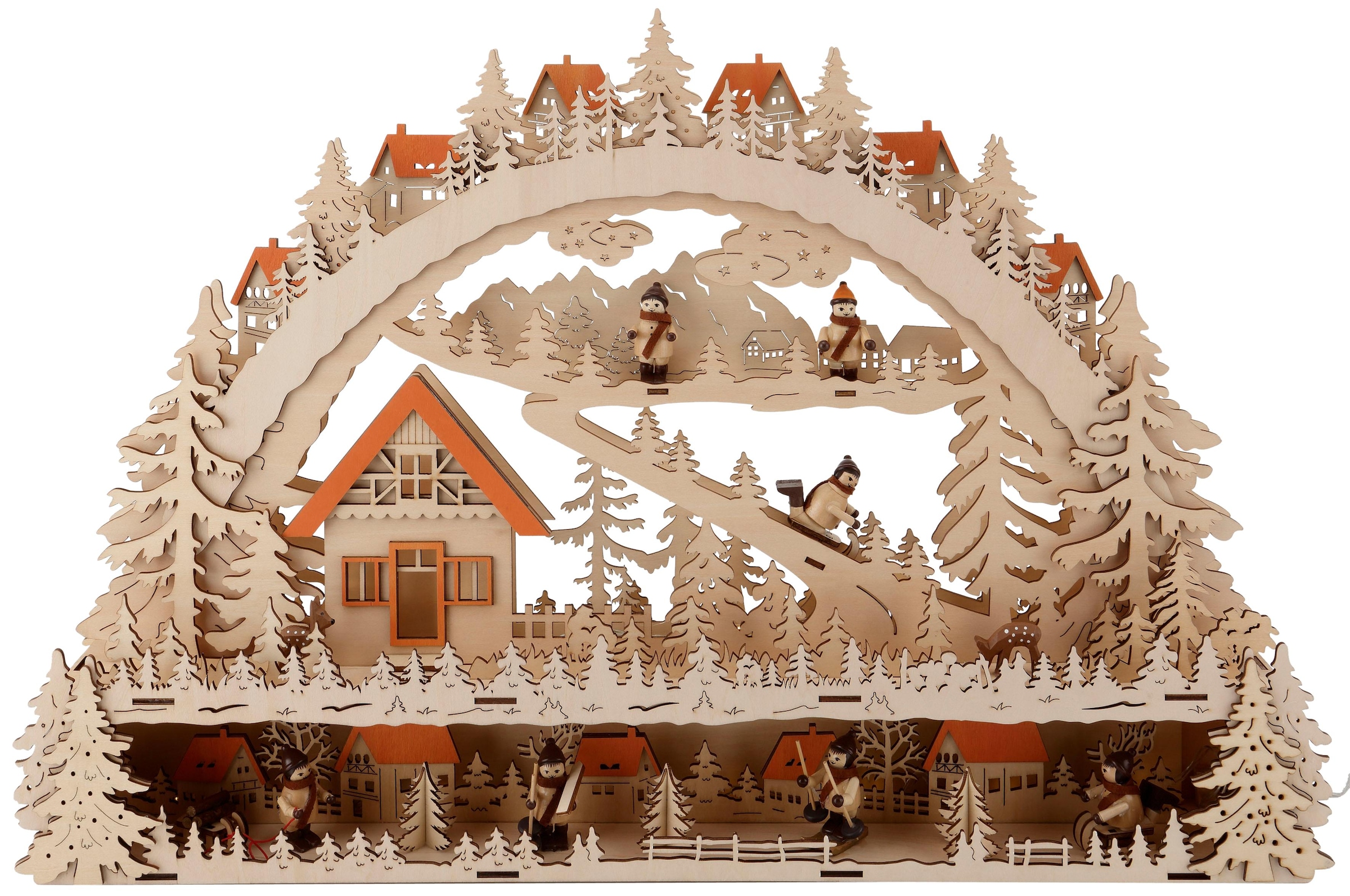 Home affaire Schwibbogen »LED Winterlandschaft mit Podest, Weihnachtsdeko«, Breite 64 cm