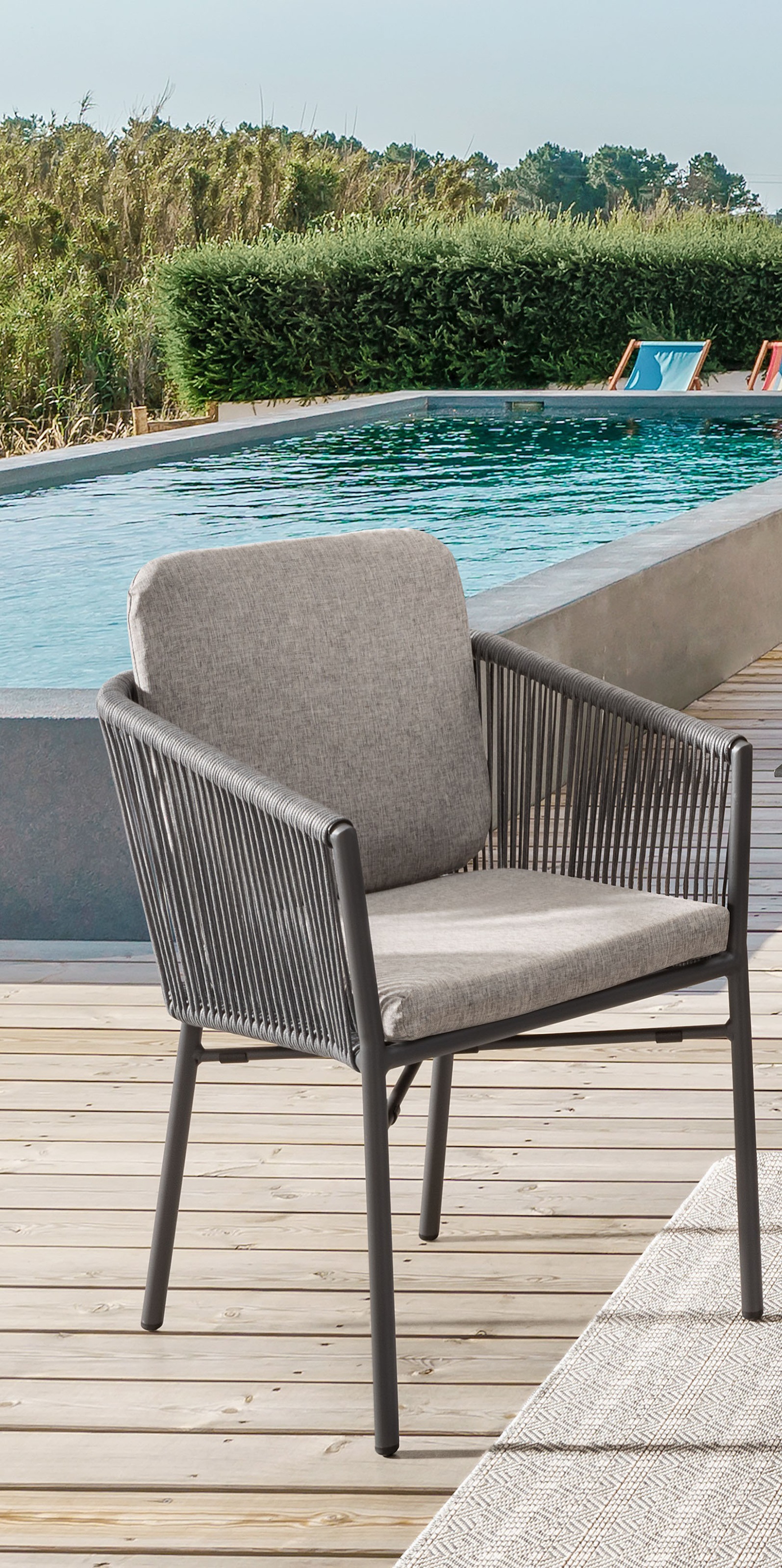 Destiny Garten-Essgruppe »LUCCA BARLETTA 2 Se + Tisch Ø 110x75cm, anthrazit« Set, 10 Stk. tlg. Aluminium, Olefin-Rope, HPL