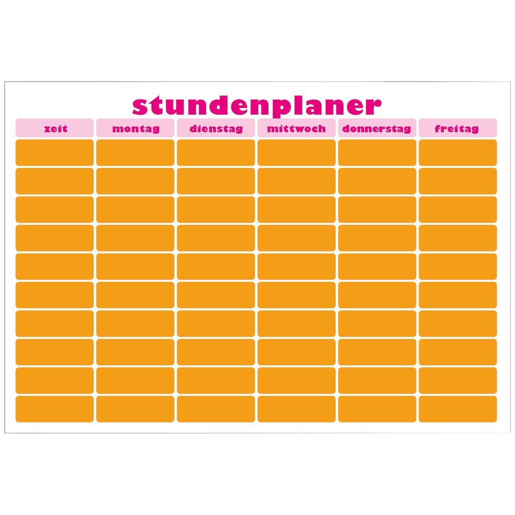 MySpotti Wandsticker »Memo Kids Stundenplaner pink-orange«, (1 St.)