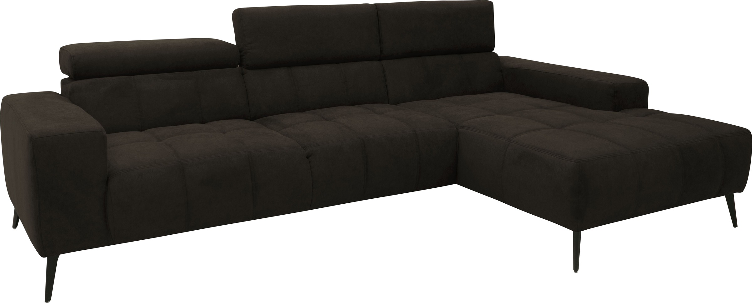 DOMO collection Ecksofa »Trento L-Form, mit Kufenfuß oder Einzelfuß«, wahlweise mit Kopfteilverstellung, Recamiere links/rechts bestellbar