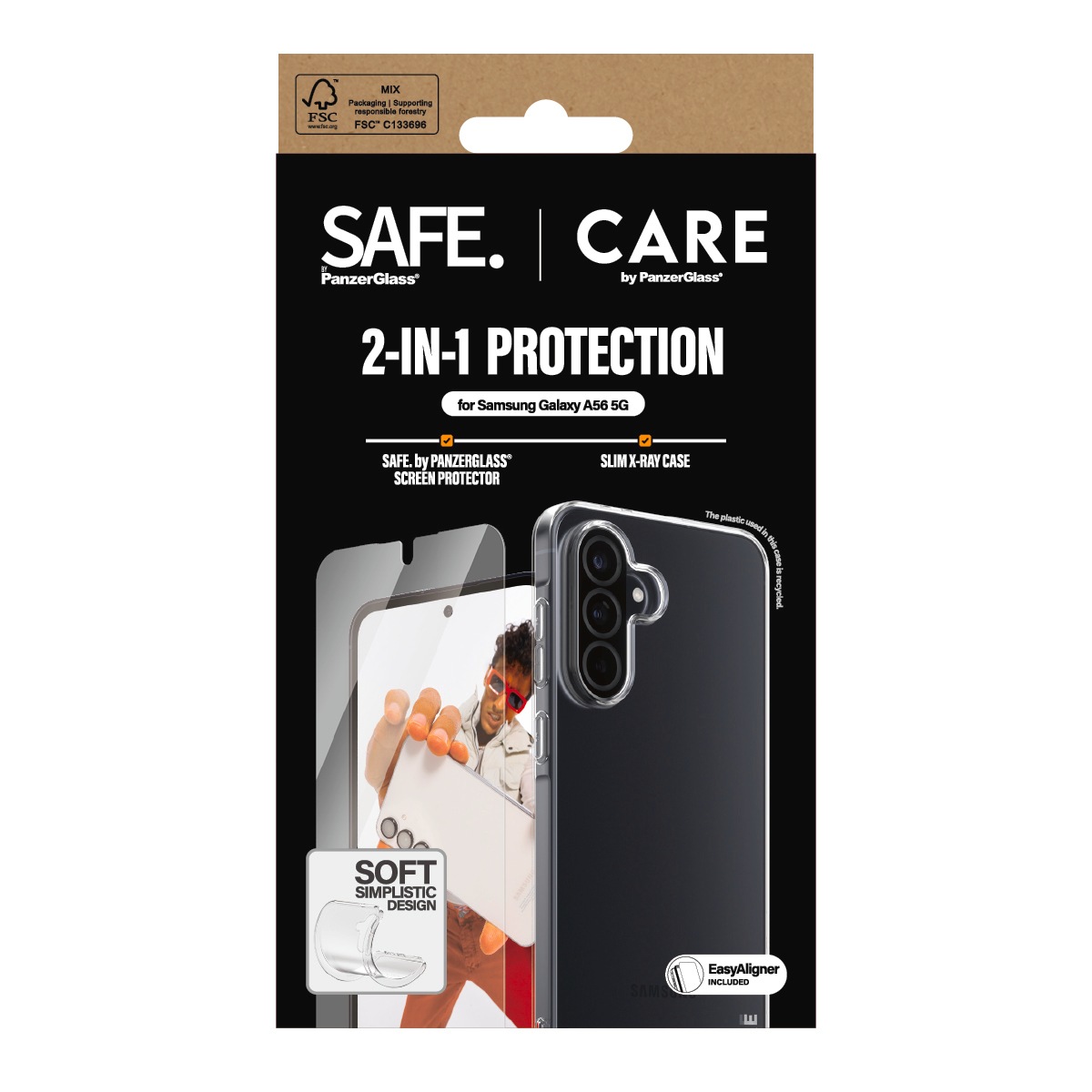 CARE by PanzerGlass Displayschutzglas »2-in-1 Protection Slim X-Ray Case + Screen Protection«, für Samsung Galaxy A56, Displayschutzfolie, Schutzfolie, Bildschirmschutz, kratz- & stoßfest