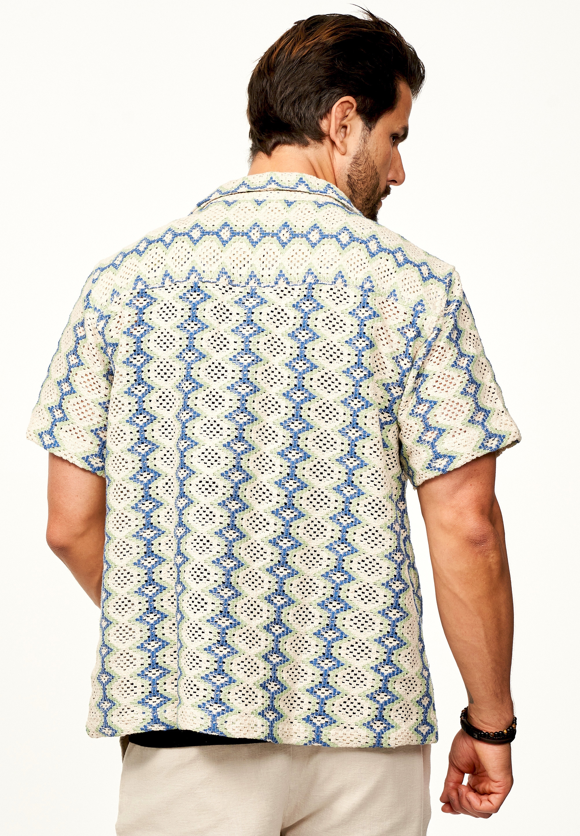 SOULSTAR Kurzarmhemd »Freizeithemd als Kurzam Strick Hemd im Retro-Look - Strick Polo-Hemd Overshirt im Regular-Fit für Herren« Herren Strick Polo-Hemd T-Shirt im Regular-Fit Overshirt